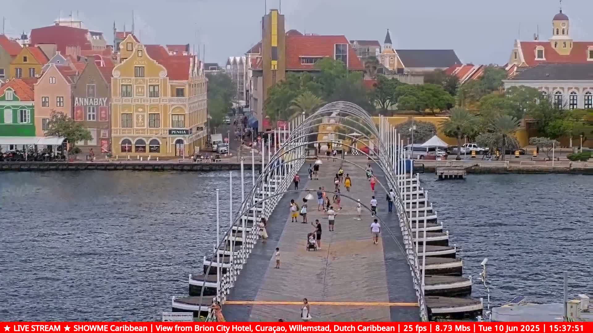 Willemstad City & The  Old Swinging  Bridge/ Queen Emma Bridge Live Cam -  Willemstad, Curacao, Netherland