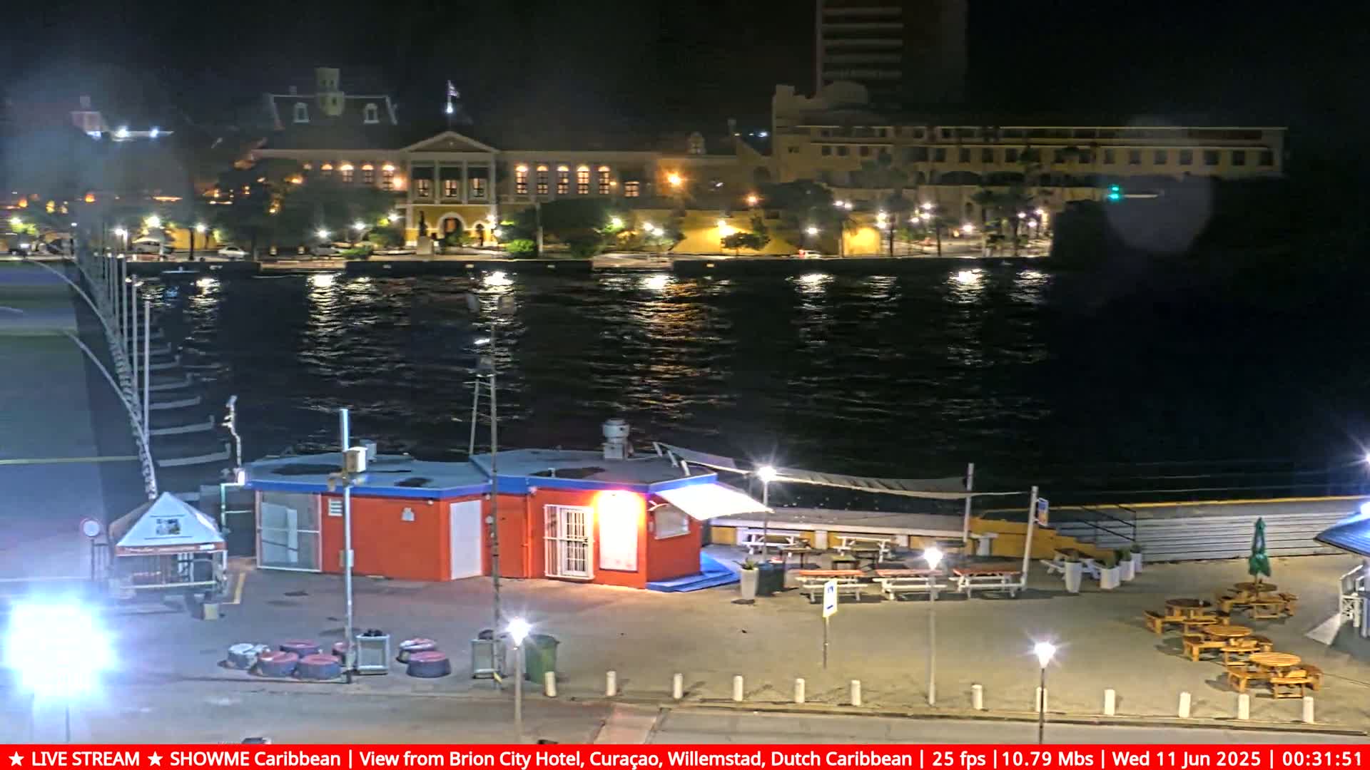 Willemstad City & The  Old Swinging  Bridge/ Queen Emma Bridge Live Cam -  Willemstad, Curacao, Netherland