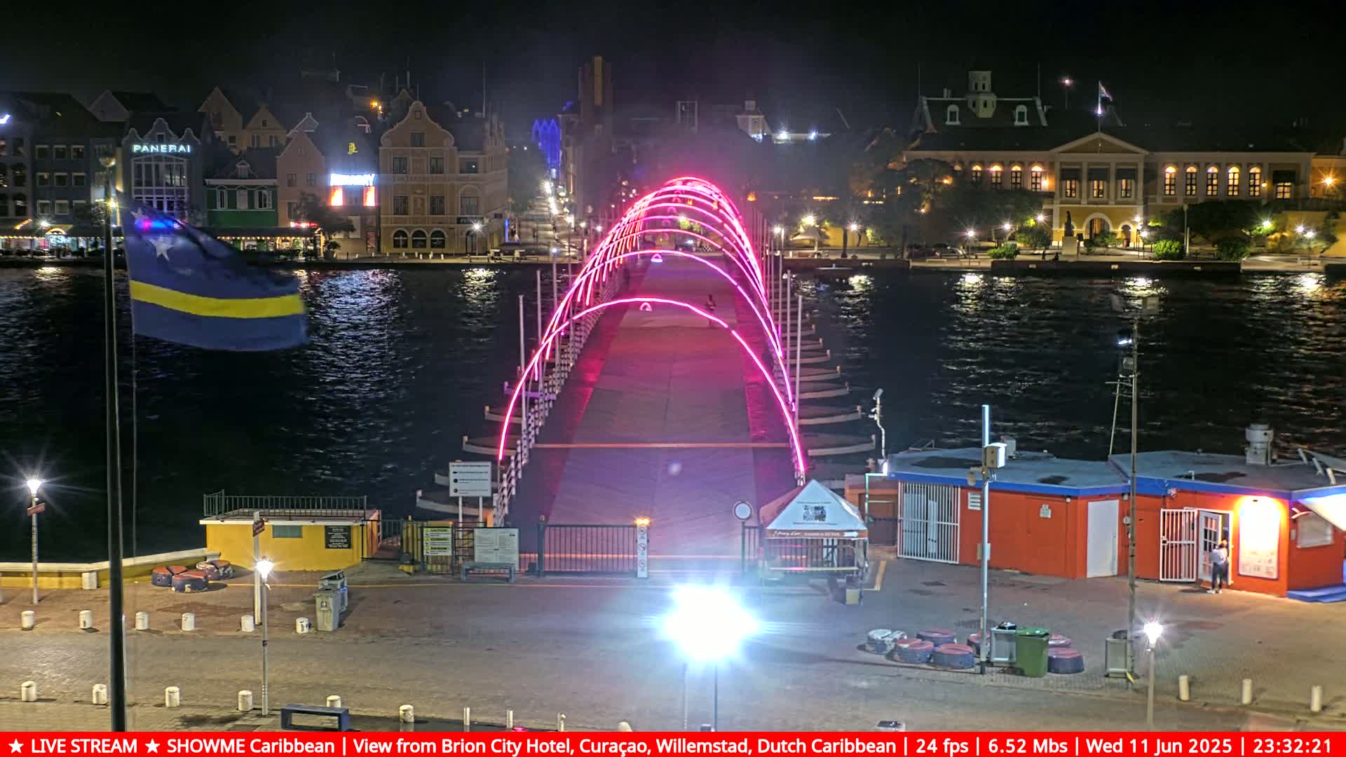 Willemstad City & The  Old Swinging  Bridge/ Queen Emma Bridge Live Cam -  Willemstad, Curacao, Netherland