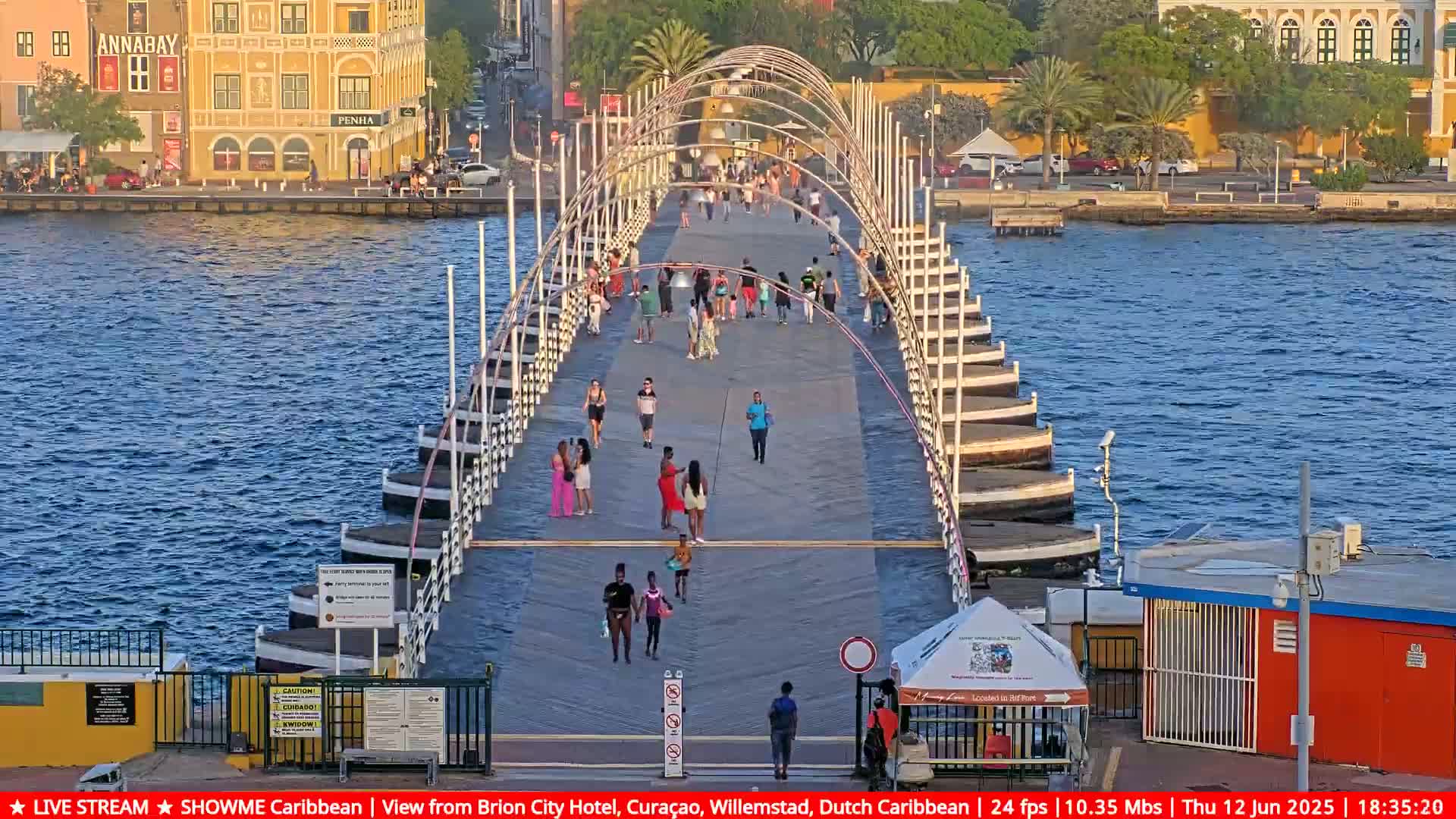Willemstad City & The  Old Swinging  Bridge/ Queen Emma Bridge Live Cam -  Willemstad, Curacao, Netherland