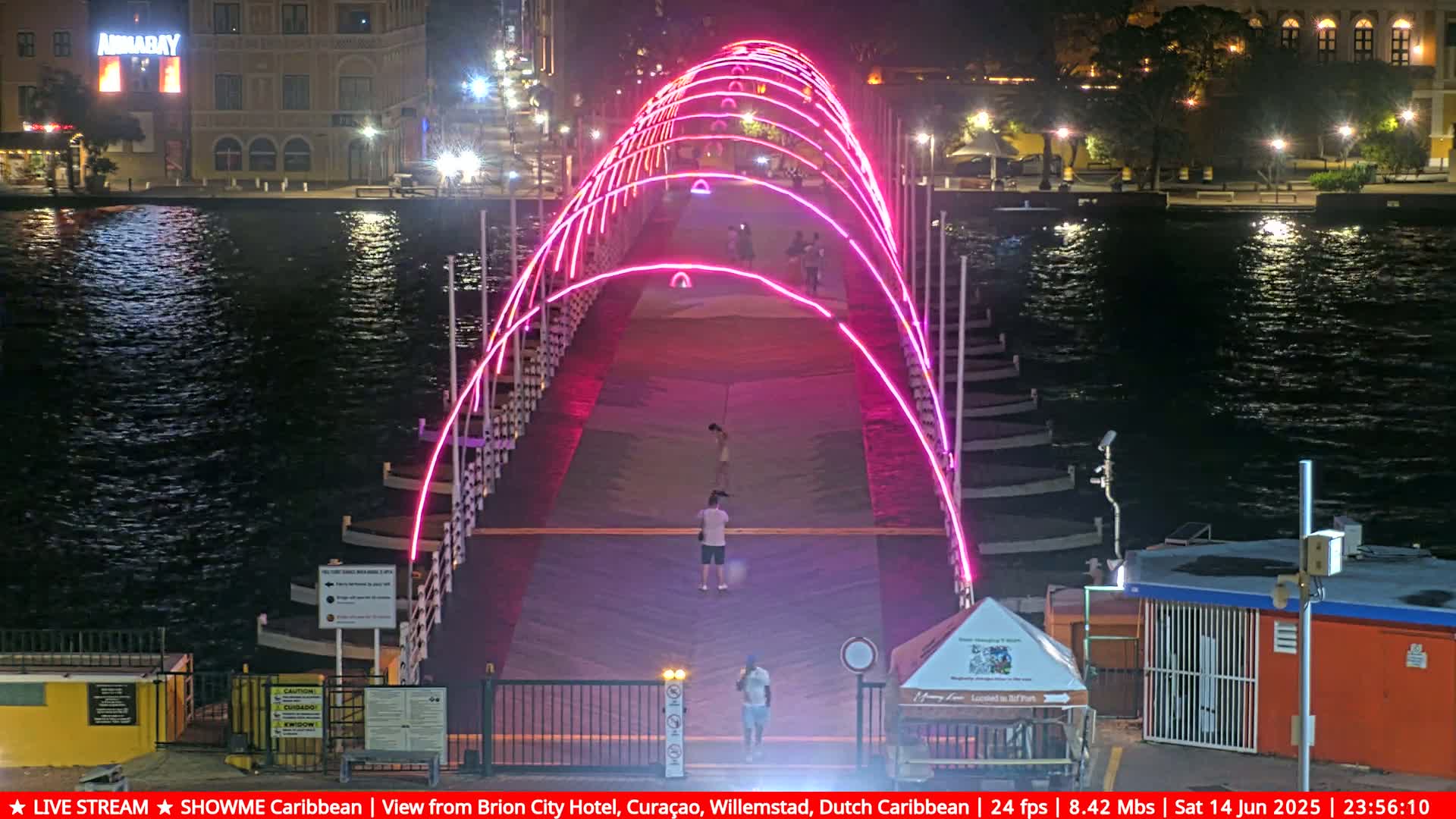 Willemstad City & The  Old Swinging  Bridge/ Queen Emma Bridge Live Cam -  Willemstad, Curacao, Netherland