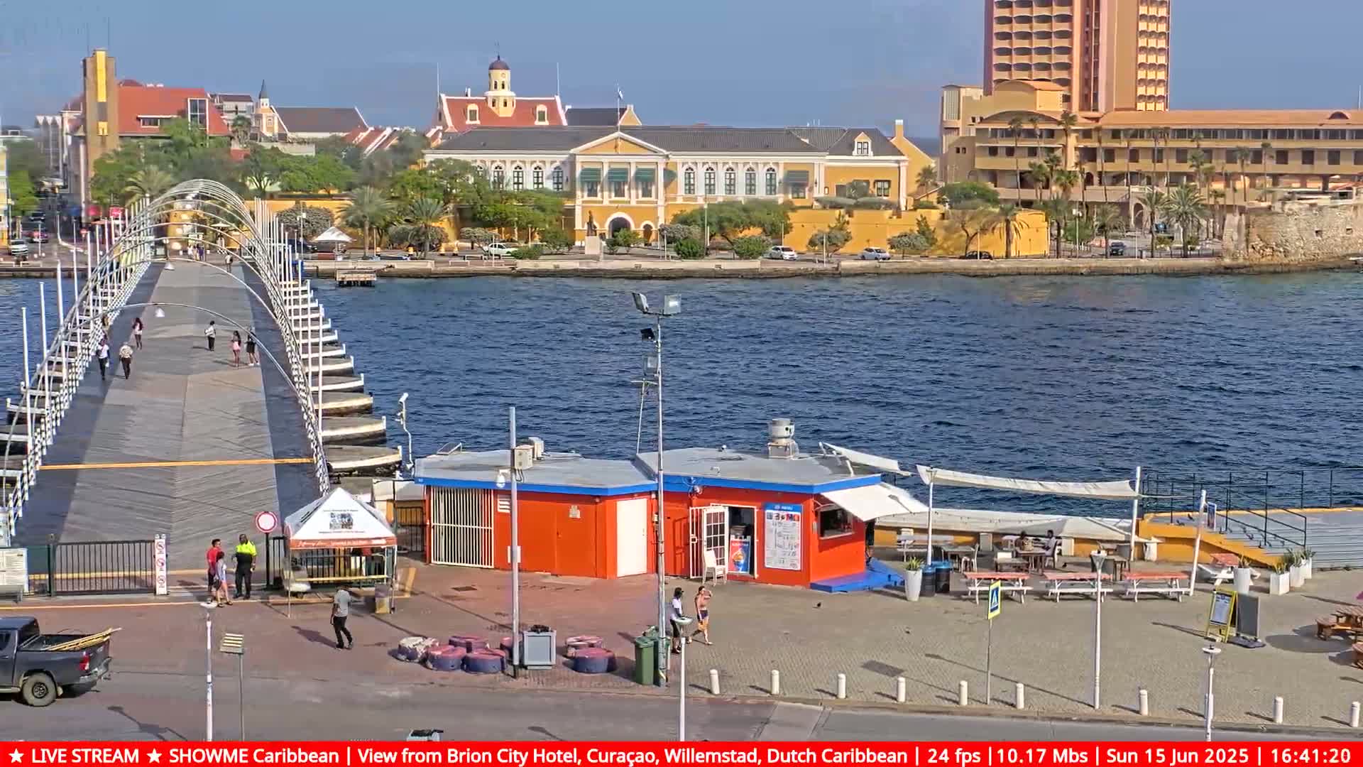 Willemstad City & The  Old Swinging  Bridge/ Queen Emma Bridge Live Cam -  Willemstad, Curacao, Netherland