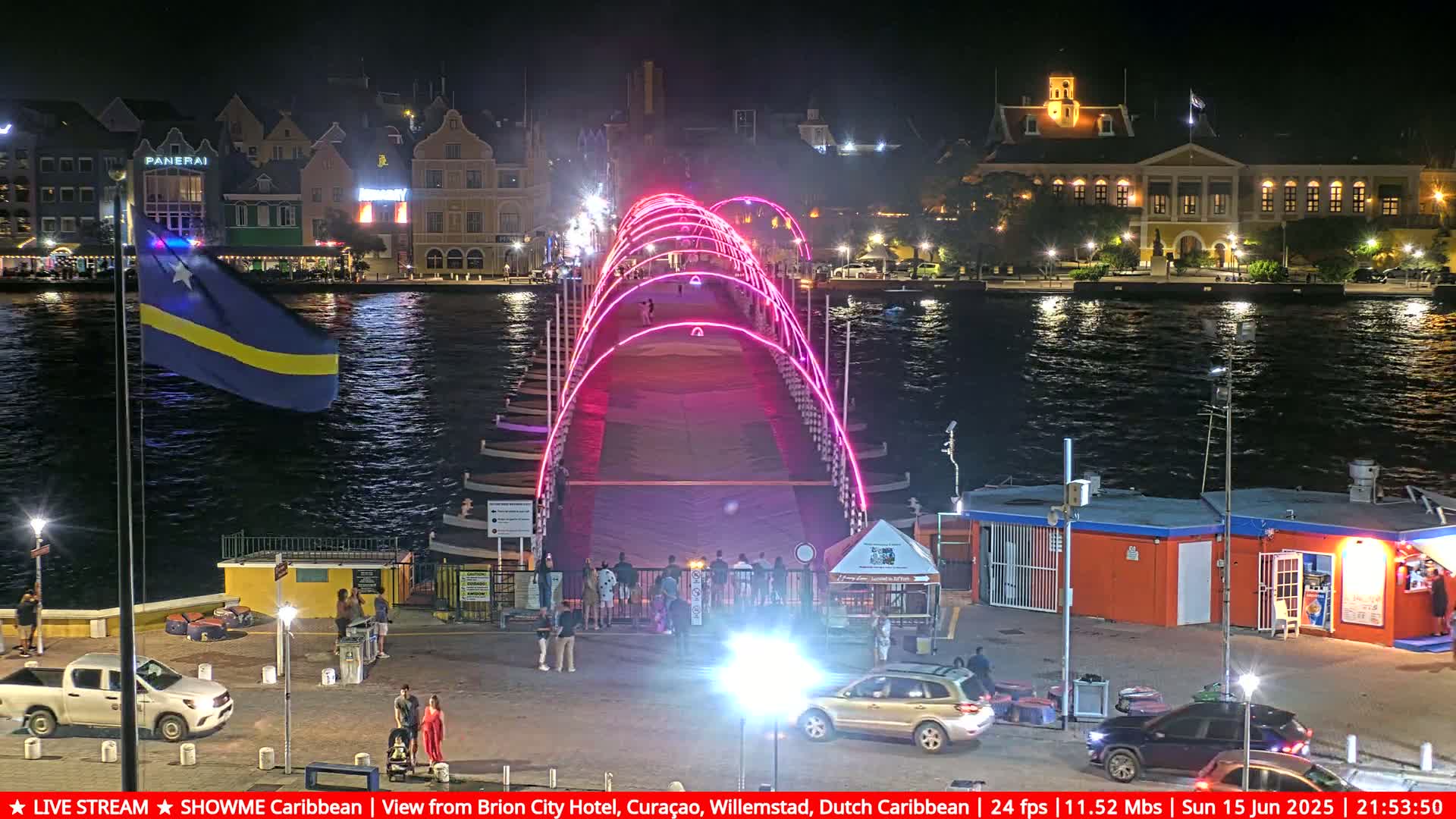 Willemstad City & The  Old Swinging  Bridge/ Queen Emma Bridge Live Cam -  Willemstad, Curacao, Netherland