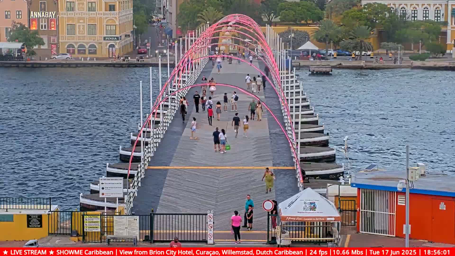 Willemstad City & The  Old Swinging  Bridge/ Queen Emma Bridge Live Cam -  Willemstad, Curacao, Netherland