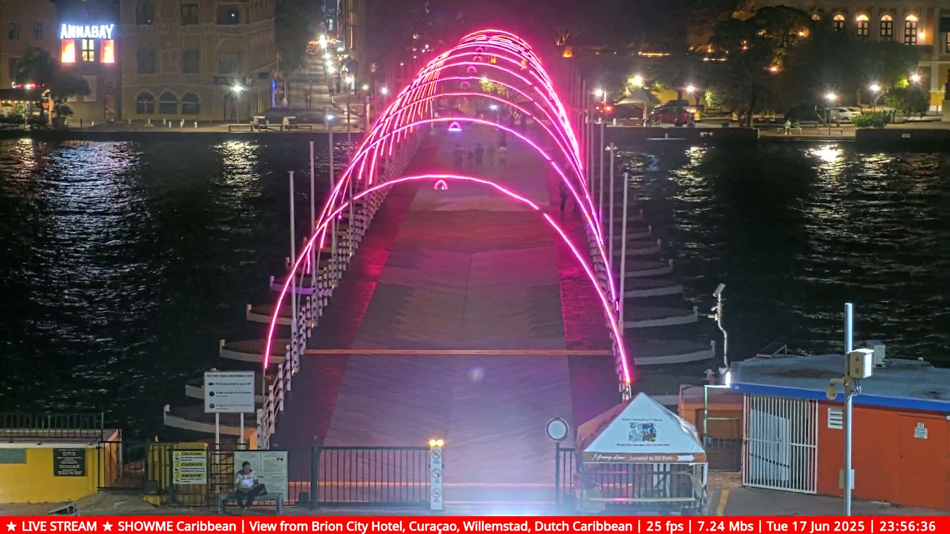 Willemstad City & The  Old Swinging  Bridge/ Queen Emma Bridge Live Cam -  Willemstad, Curacao, Netherland