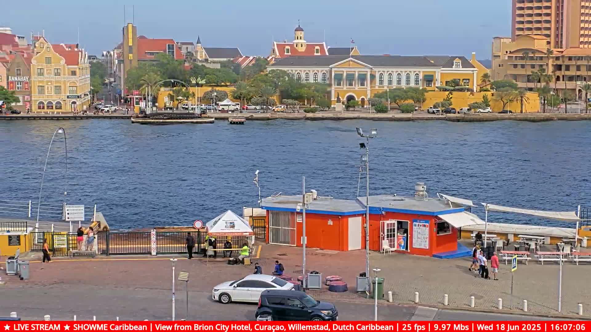 Willemstad City & The  Old Swinging  Bridge/ Queen Emma Bridge Live Cam -  Willemstad, Curacao, Netherland