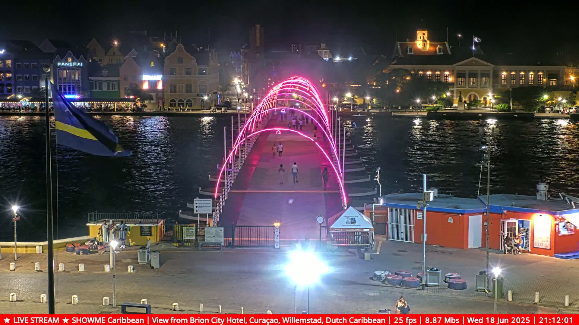 Willemstad City & The  Old Swinging  Bridge/ Queen Emma Bridge Live Cam -  Willemstad, Curacao, Netherland