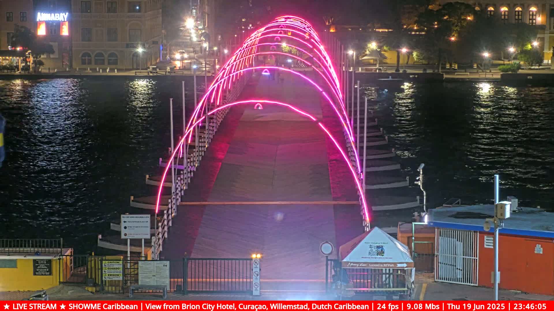 Willemstad City & The  Old Swinging  Bridge/ Queen Emma Bridge Live Cam -  Willemstad, Curacao, Netherland