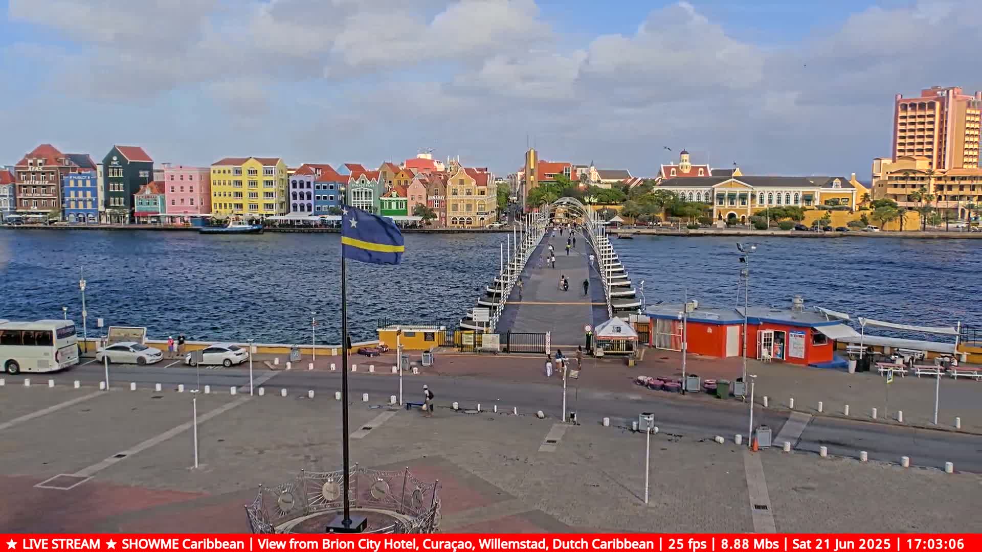 Willemstad City & The  Old Swinging  Bridge/ Queen Emma Bridge Live Cam -  Willemstad, Curacao, Netherland