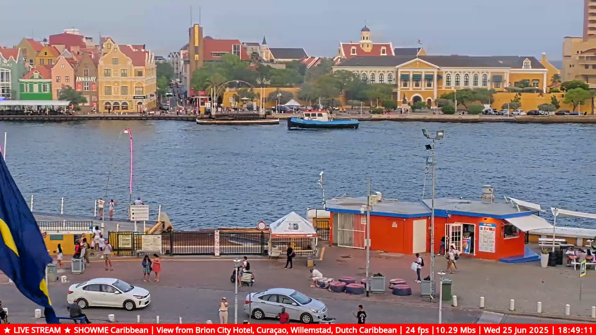 Willemstad City & The  Old Swinging  Bridge/ Queen Emma Bridge Live Cam -  Willemstad, Curacao, Netherland