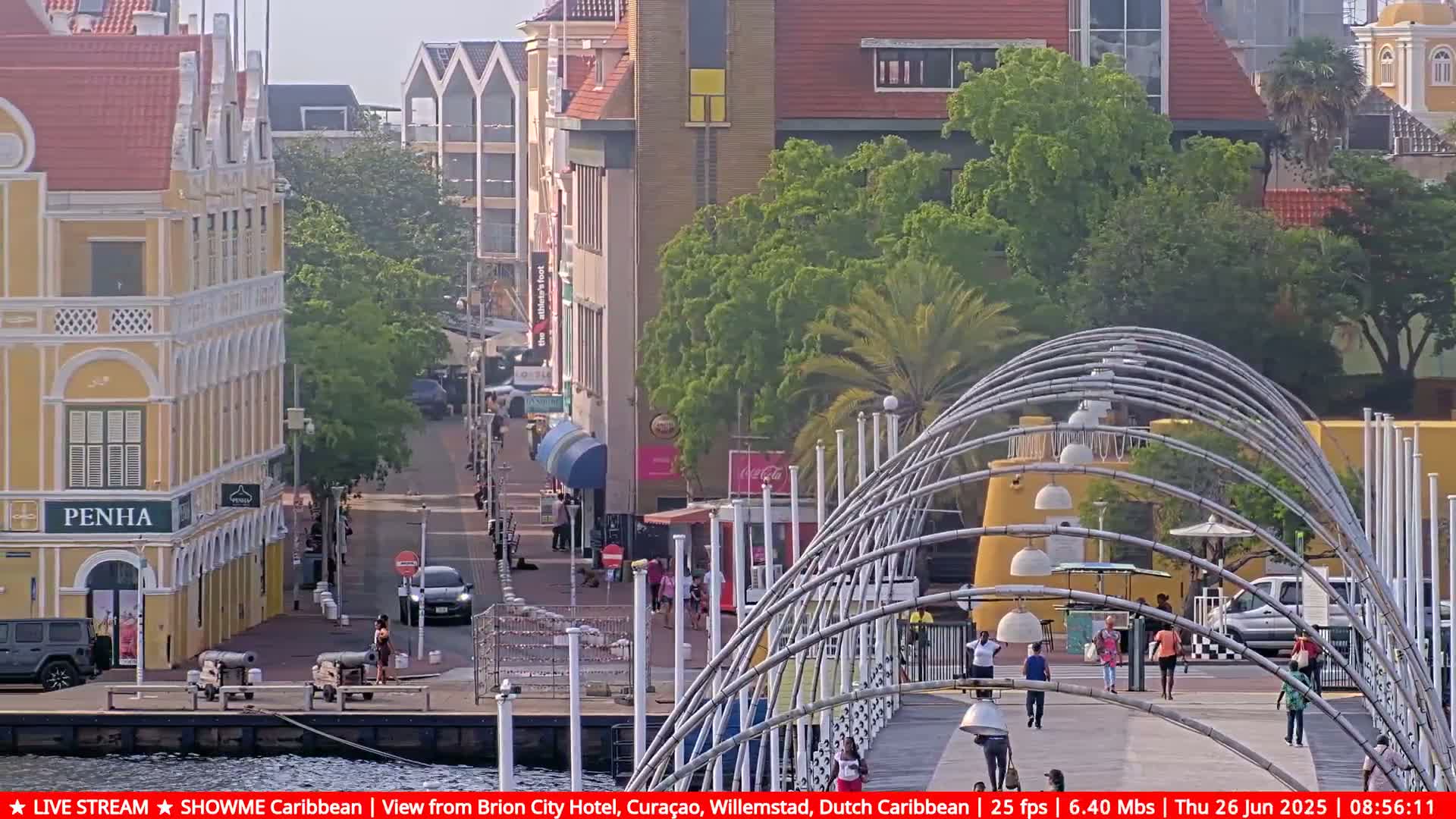Willemstad City & The  Old Swinging  Bridge/ Queen Emma Bridge Live Cam -  Willemstad, Curacao, Netherland