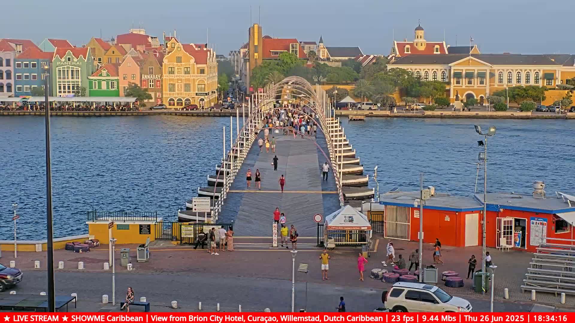 Willemstad City & The  Old Swinging  Bridge/ Queen Emma Bridge Live Cam -  Willemstad, Curacao, Netherland