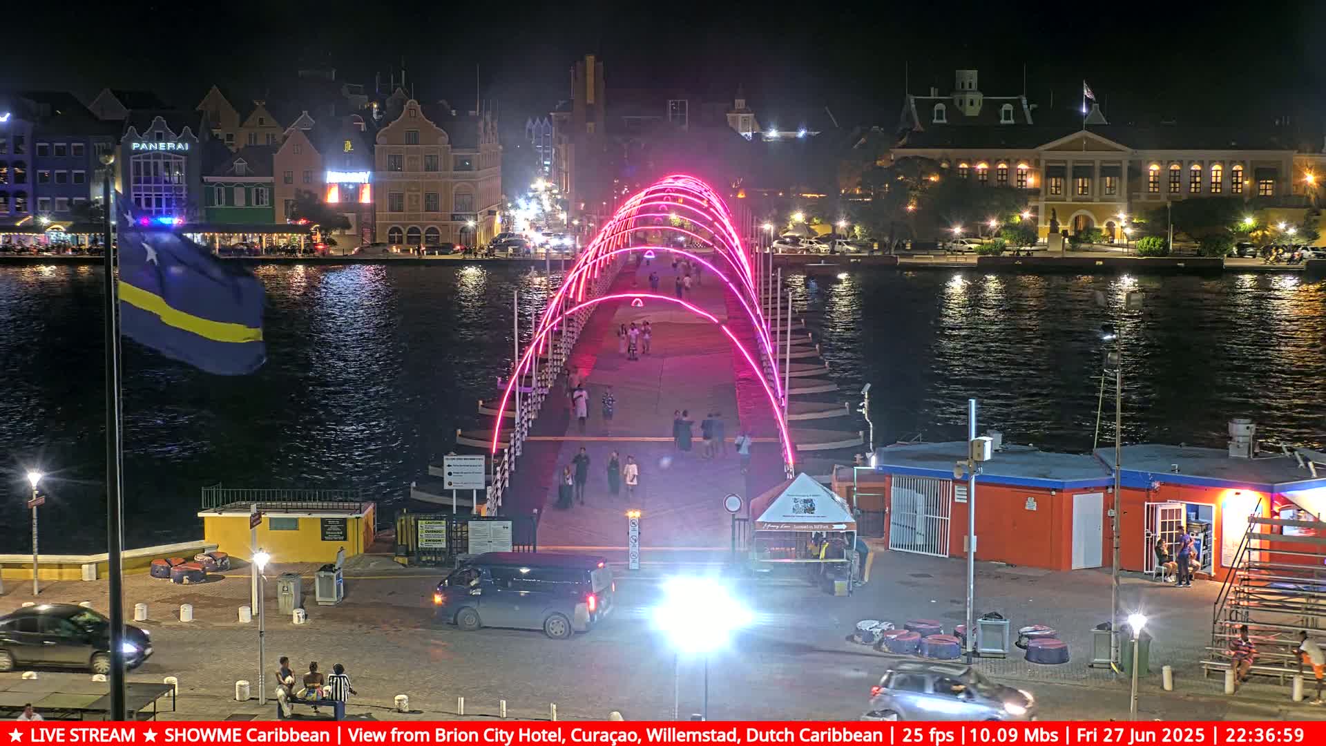 Willemstad City & The  Old Swinging  Bridge/ Queen Emma Bridge Live Cam -  Willemstad, Curacao, Netherland