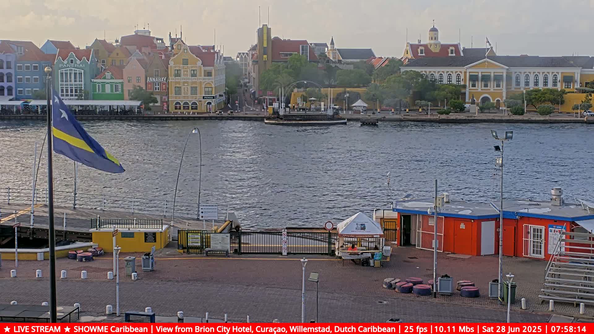 Willemstad City & The  Old Swinging  Bridge/ Queen Emma Bridge Live Cam -  Willemstad, Curacao, Netherland