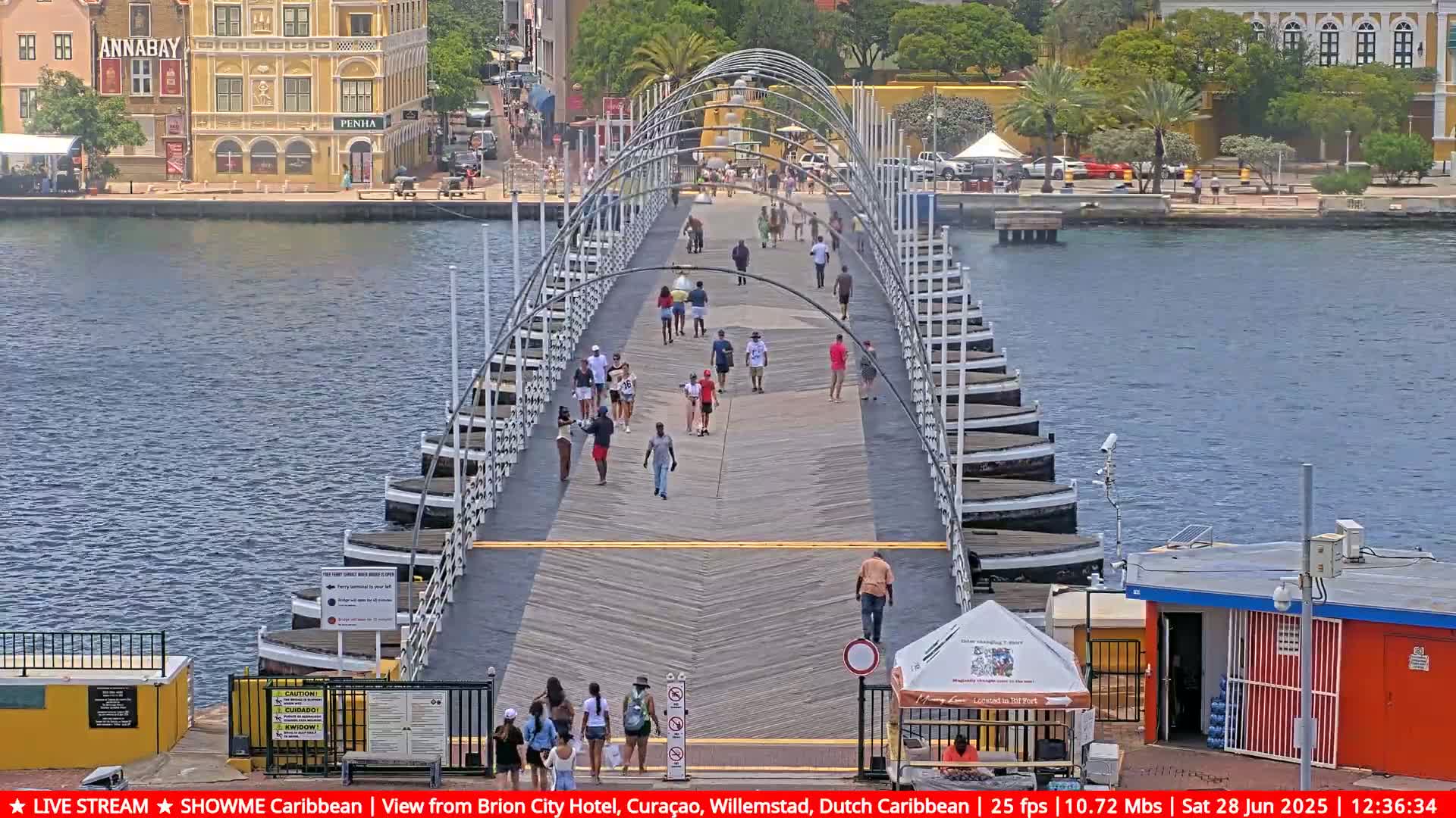 Willemstad City & The  Old Swinging  Bridge/ Queen Emma Bridge Live Cam -  Willemstad, Curacao, Netherland