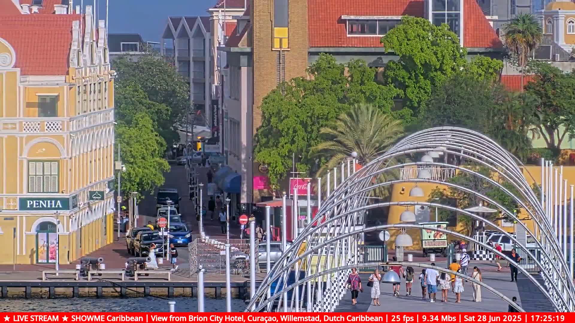Willemstad City & The  Old Swinging  Bridge/ Queen Emma Bridge Live Cam -  Willemstad, Curacao, Netherland