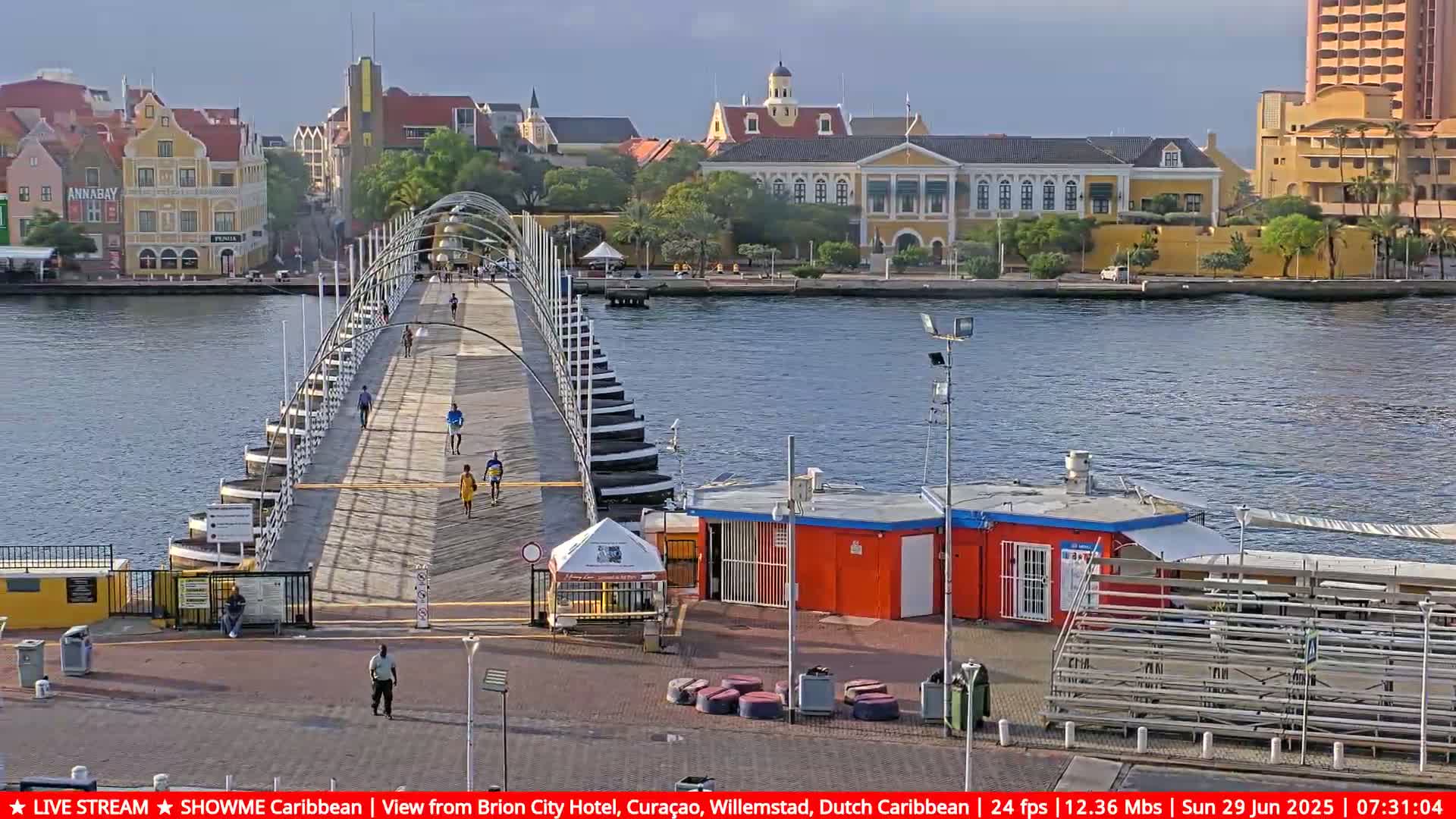 Willemstad City & The  Old Swinging  Bridge/ Queen Emma Bridge Live Cam -  Willemstad, Curacao, Netherland