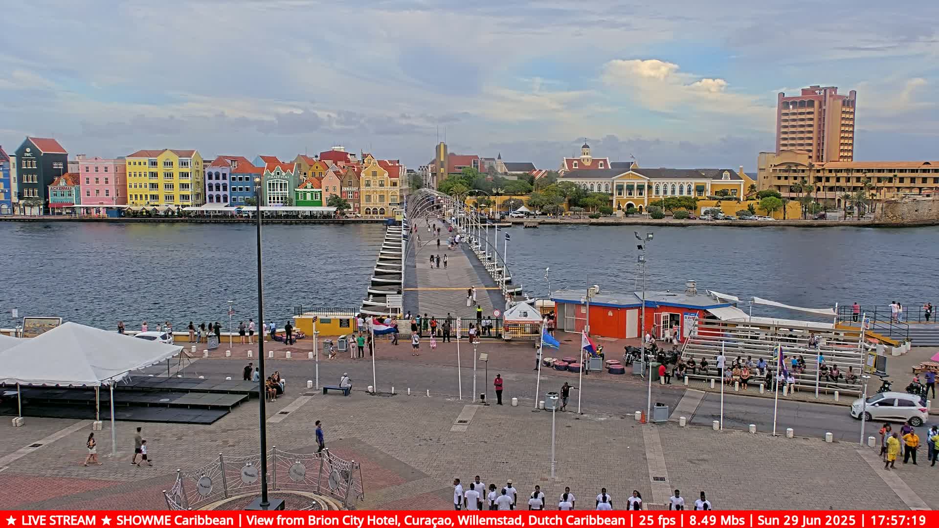 Willemstad City & The  Old Swinging  Bridge/ Queen Emma Bridge Live Cam -  Willemstad, Curacao, Netherland