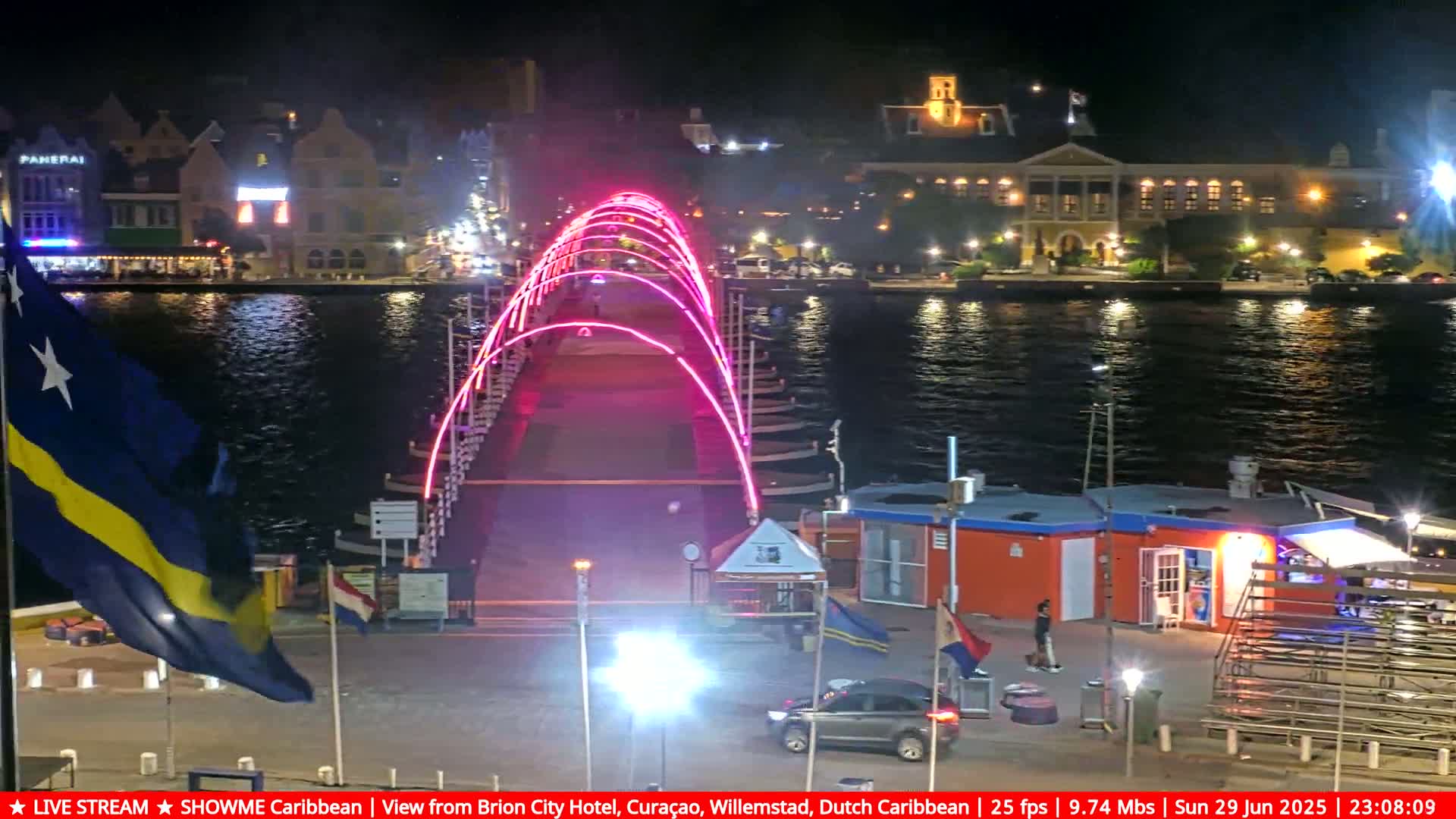 Willemstad City & The  Old Swinging  Bridge/ Queen Emma Bridge Live Cam -  Willemstad, Curacao, Netherland
