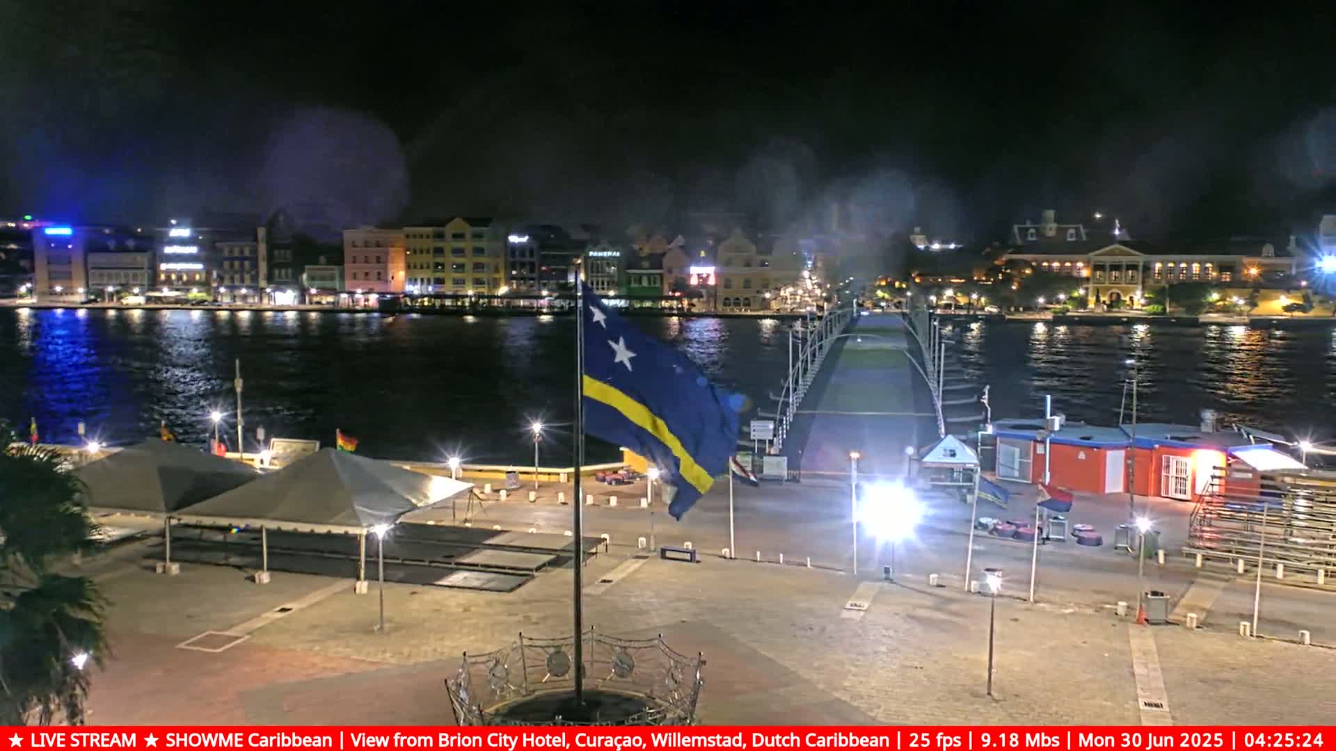 Willemstad City & The  Old Swinging  Bridge/ Queen Emma Bridge Live Cam -  Willemstad, Curacao, Netherland