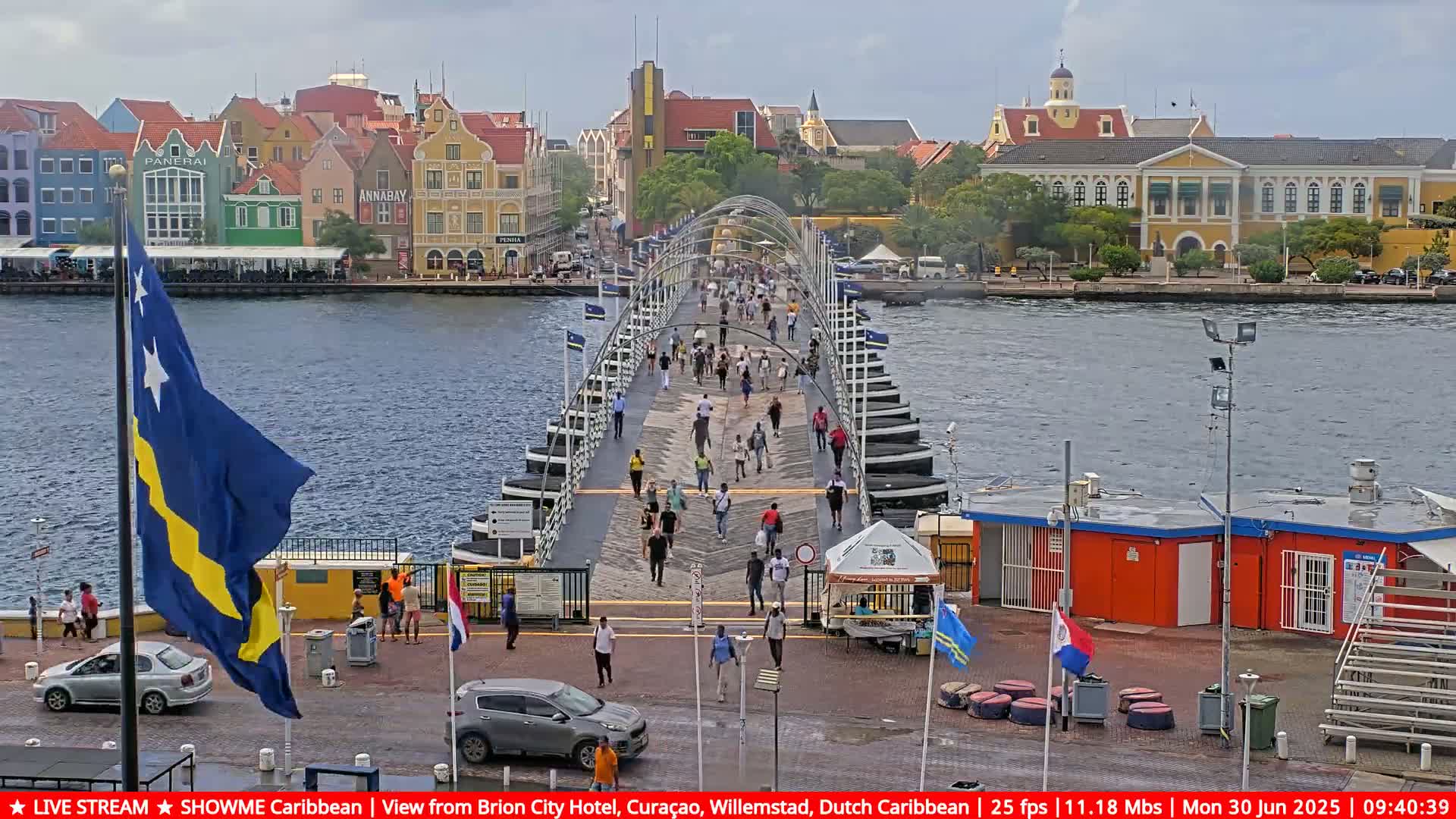 Willemstad City & The  Old Swinging  Bridge/ Queen Emma Bridge Live Cam -  Willemstad, Curacao, Netherland