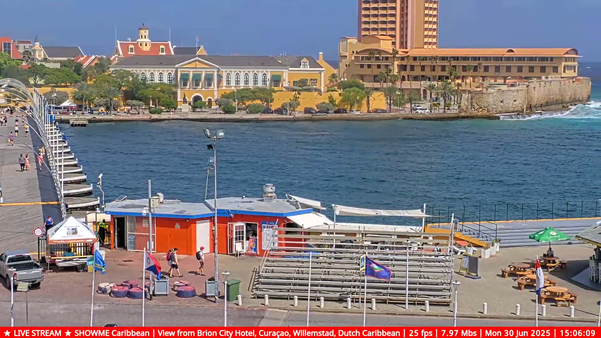 Willemstad City & The  Old Swinging  Bridge/ Queen Emma Bridge Live Cam -  Willemstad, Curacao, Netherland