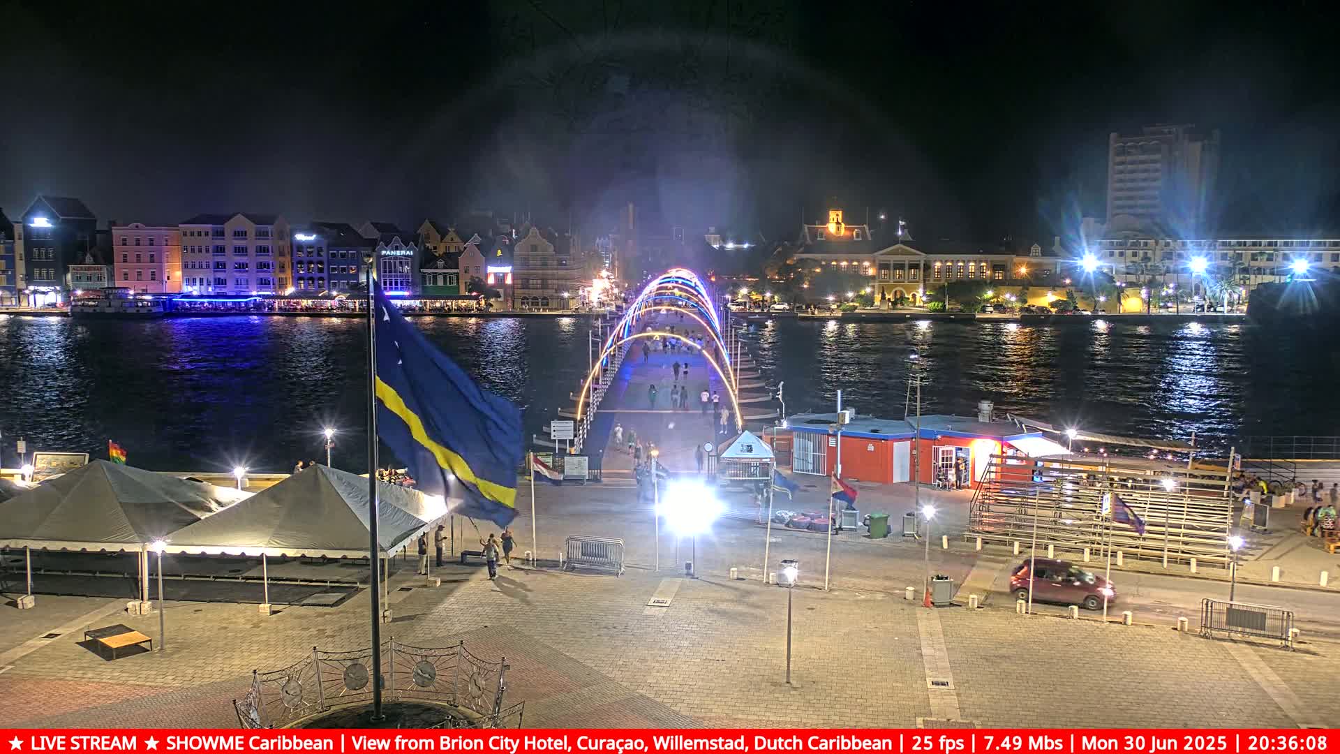 Willemstad City & The  Old Swinging  Bridge/ Queen Emma Bridge Live Cam -  Willemstad, Curacao, Netherland