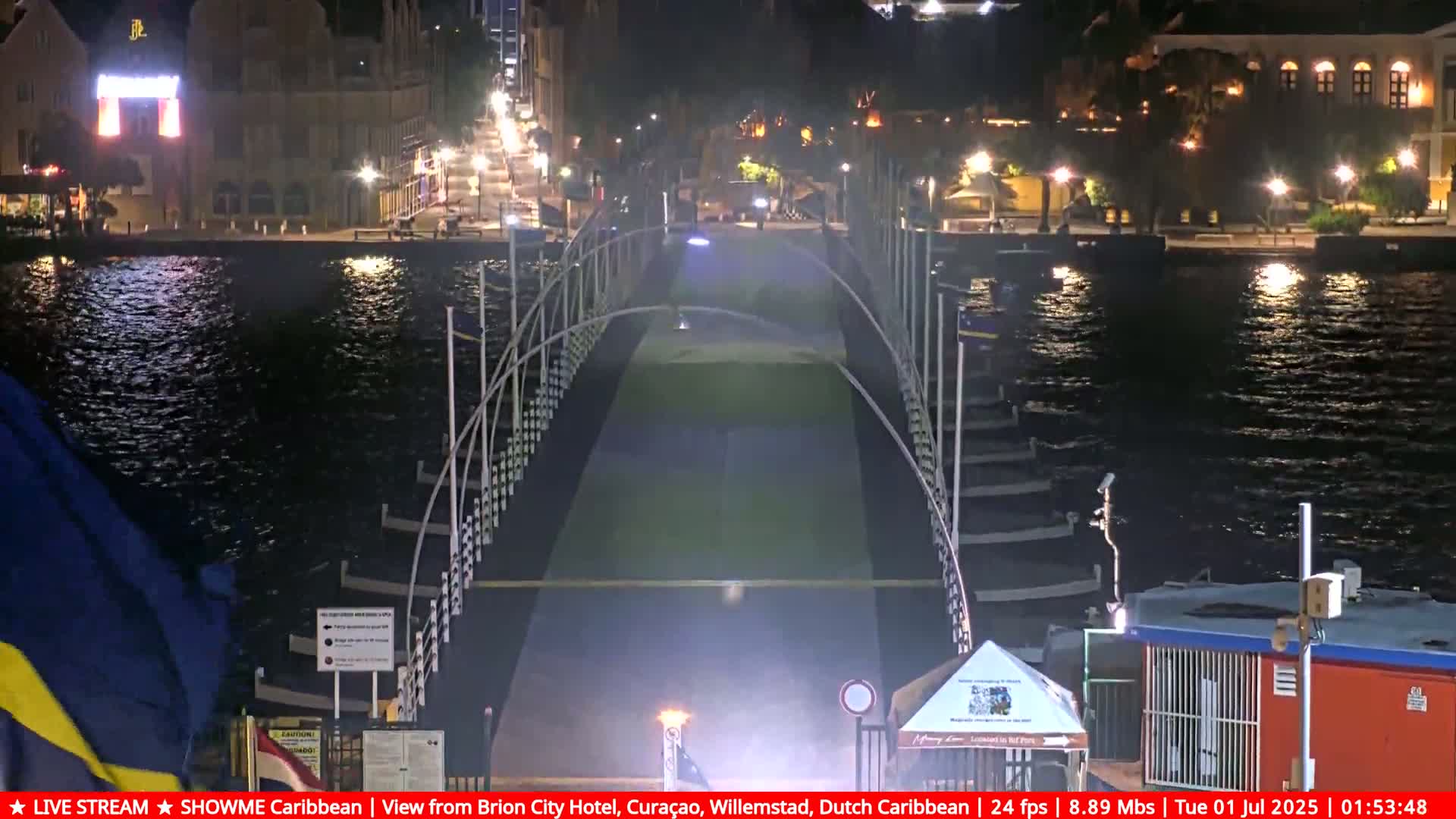 Willemstad City & The  Old Swinging  Bridge/ Queen Emma Bridge Live Cam -  Willemstad, Curacao, Netherland