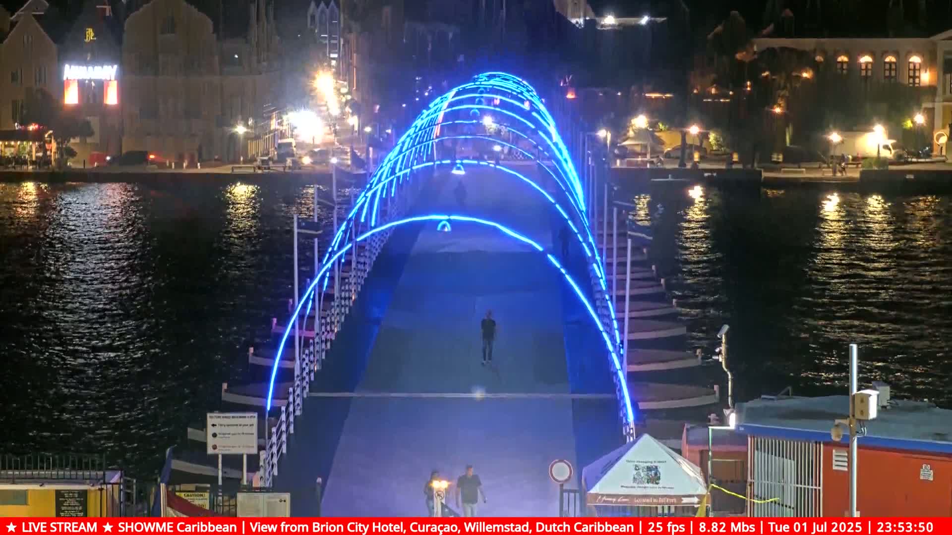 Willemstad City & The  Old Swinging  Bridge/ Queen Emma Bridge Live Cam -  Willemstad, Curacao, Netherland