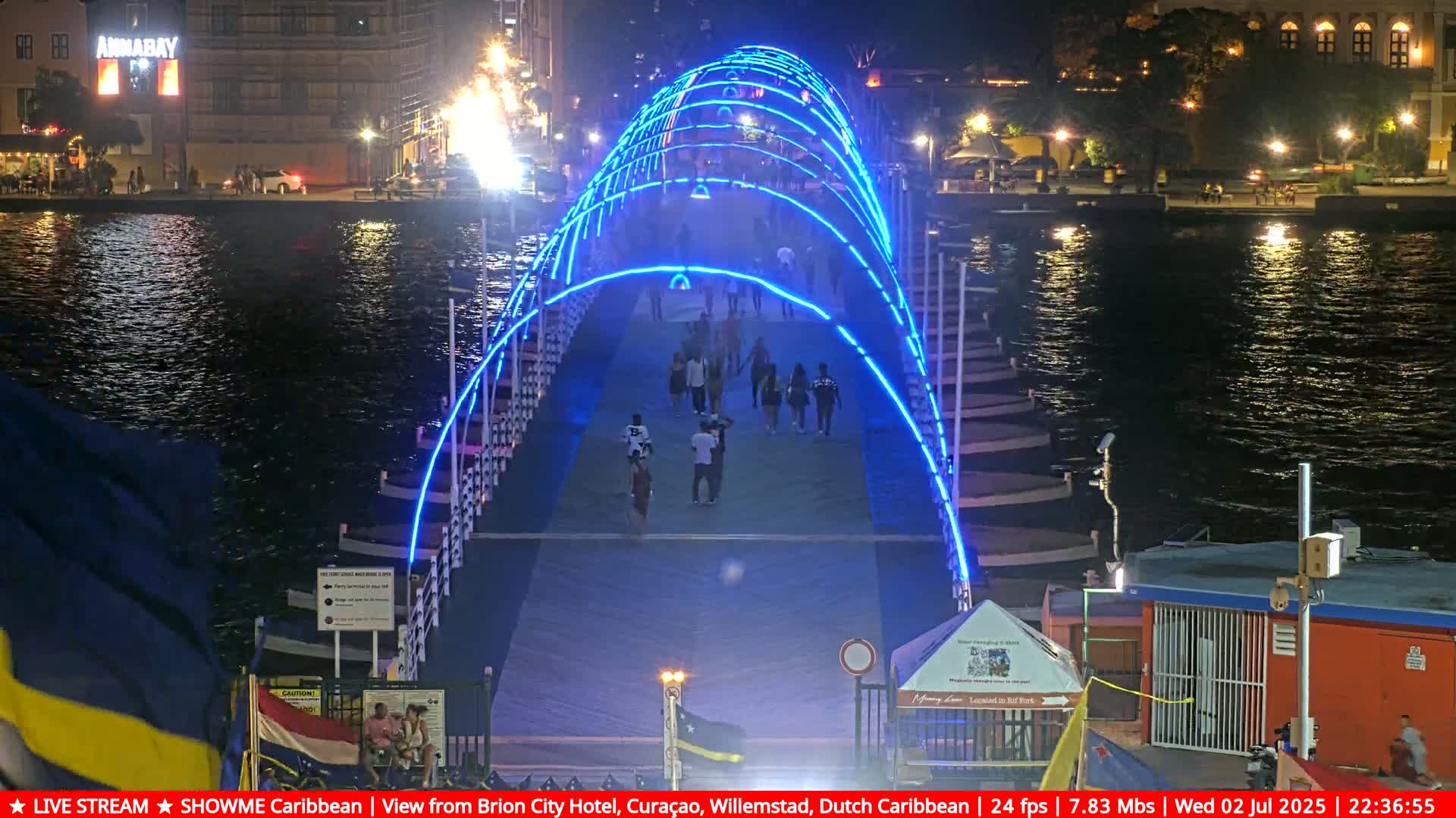 Willemstad City & The  Old Swinging  Bridge/ Queen Emma Bridge Live Cam -  Willemstad, Curacao, Netherland