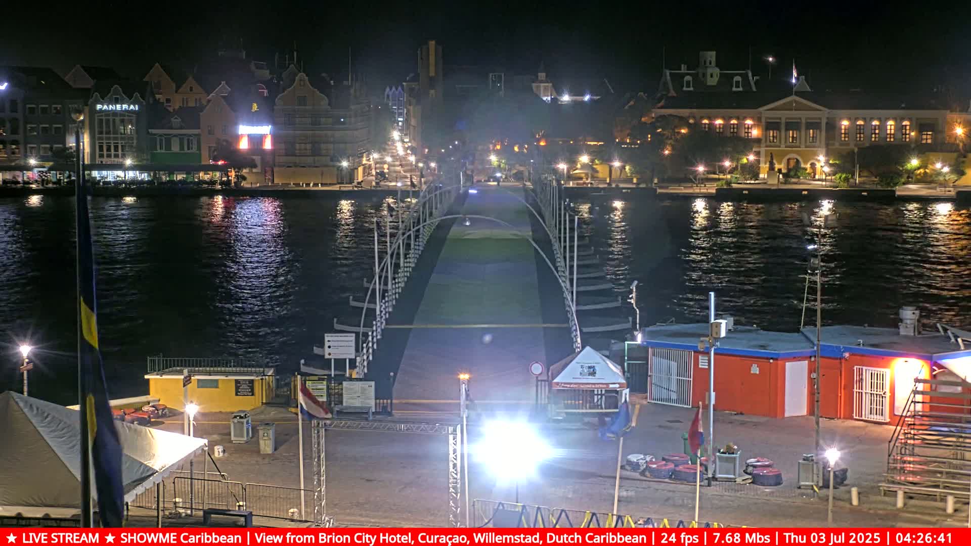 Willemstad City & The  Old Swinging  Bridge/ Queen Emma Bridge Live Cam -  Willemstad, Curacao, Netherland