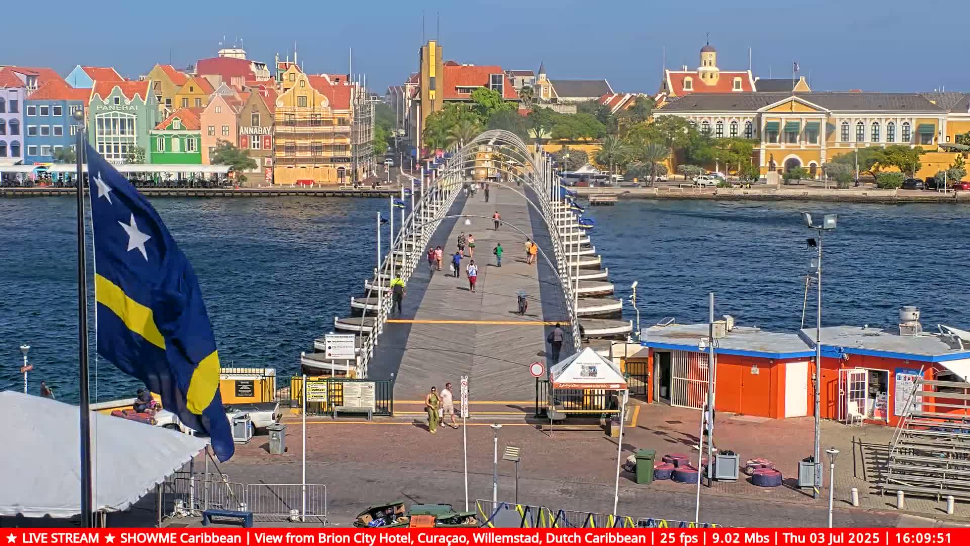 Willemstad City & The  Old Swinging  Bridge/ Queen Emma Bridge Live Cam -  Willemstad, Curacao, Netherland