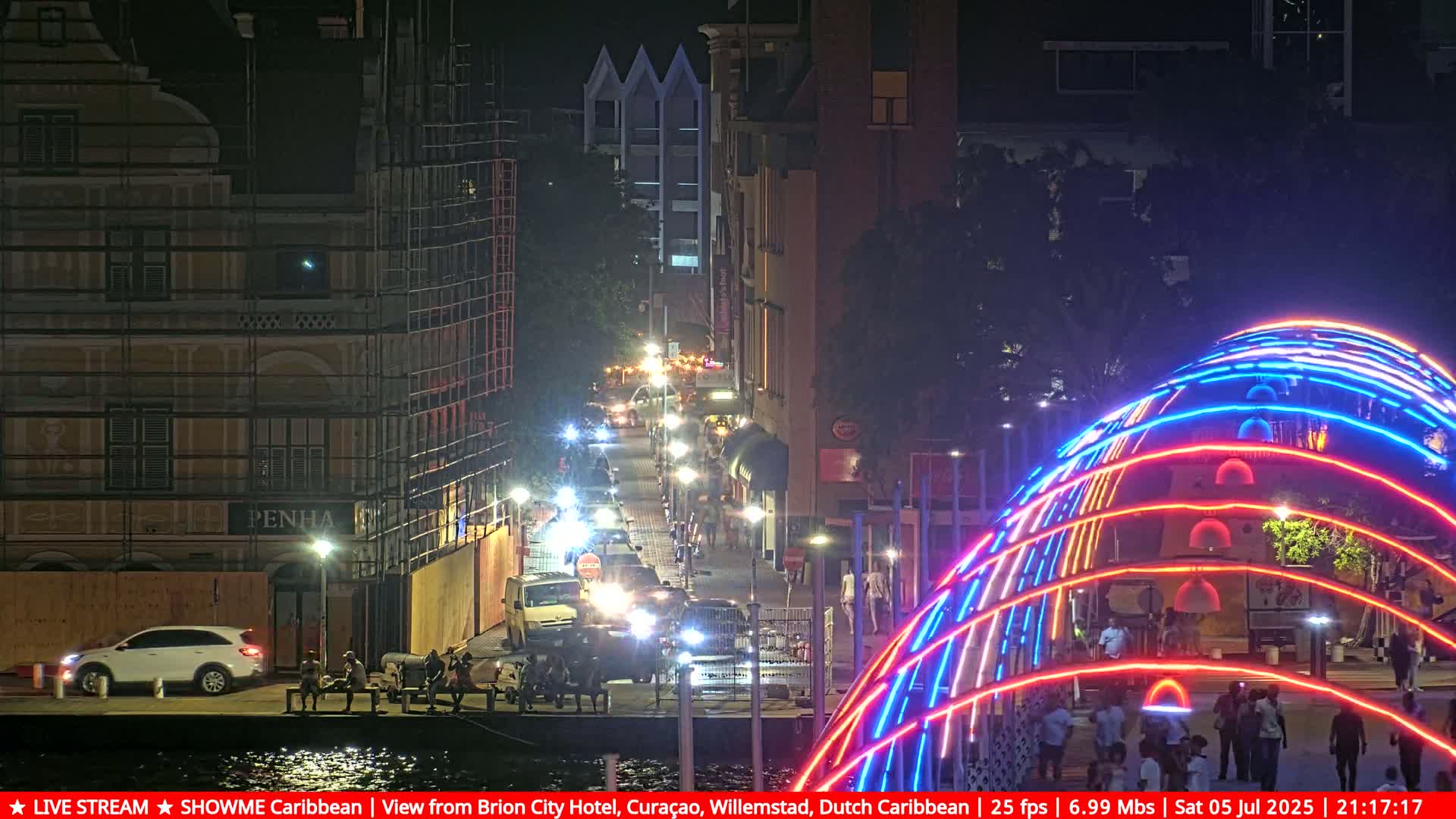 Willemstad City & The  Old Swinging  Bridge/ Queen Emma Bridge Live Cam -  Willemstad, Curacao, Netherland