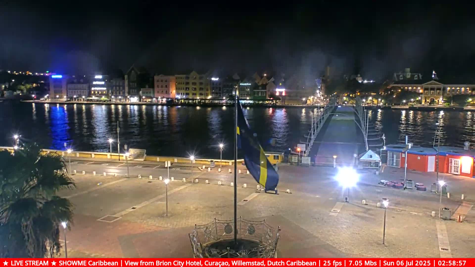 Willemstad City & The  Old Swinging  Bridge/ Queen Emma Bridge Live Cam -  Willemstad, Curacao, Netherland