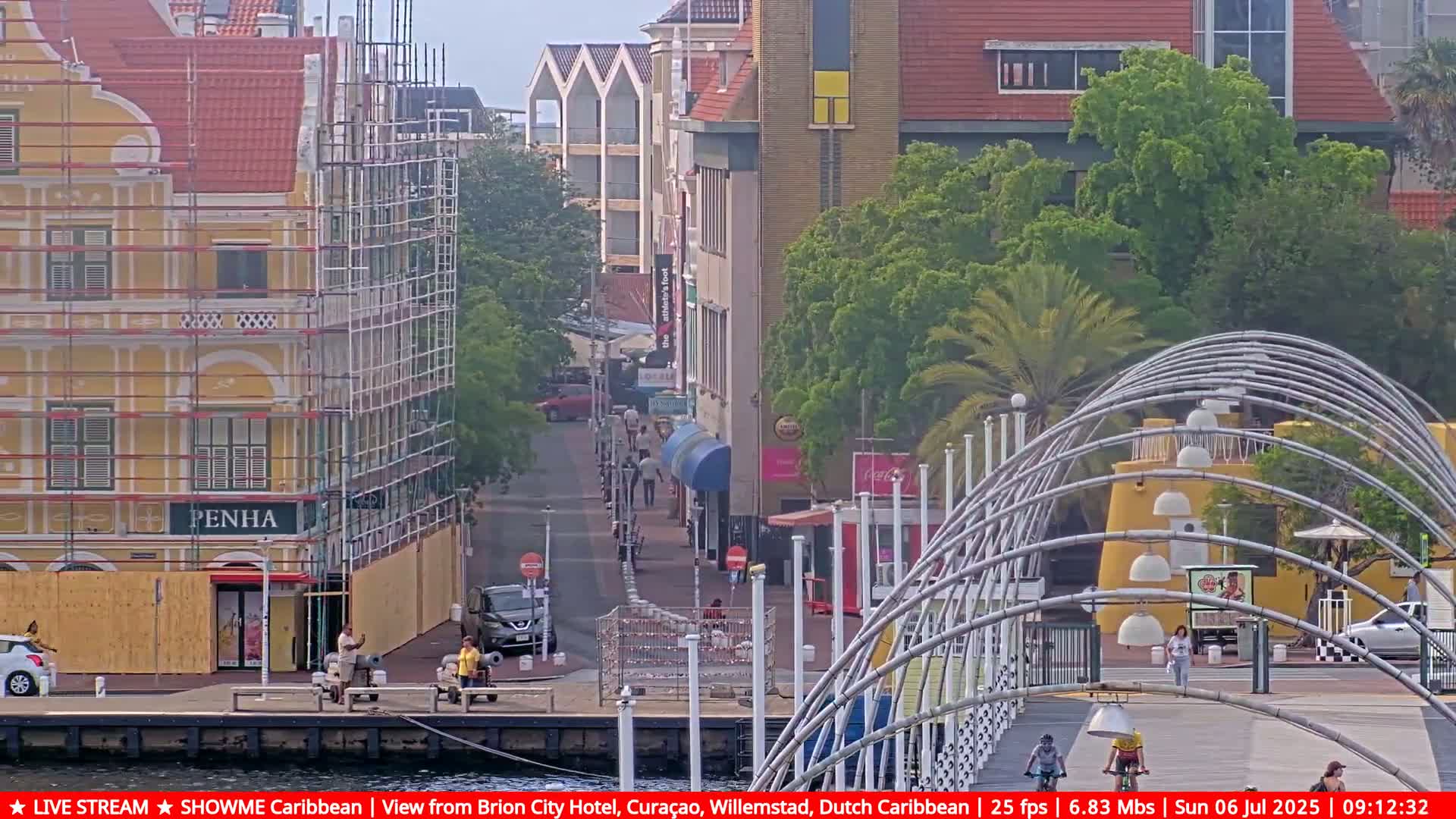 Willemstad City & The  Old Swinging  Bridge/ Queen Emma Bridge Live Cam -  Willemstad, Curacao, Netherland