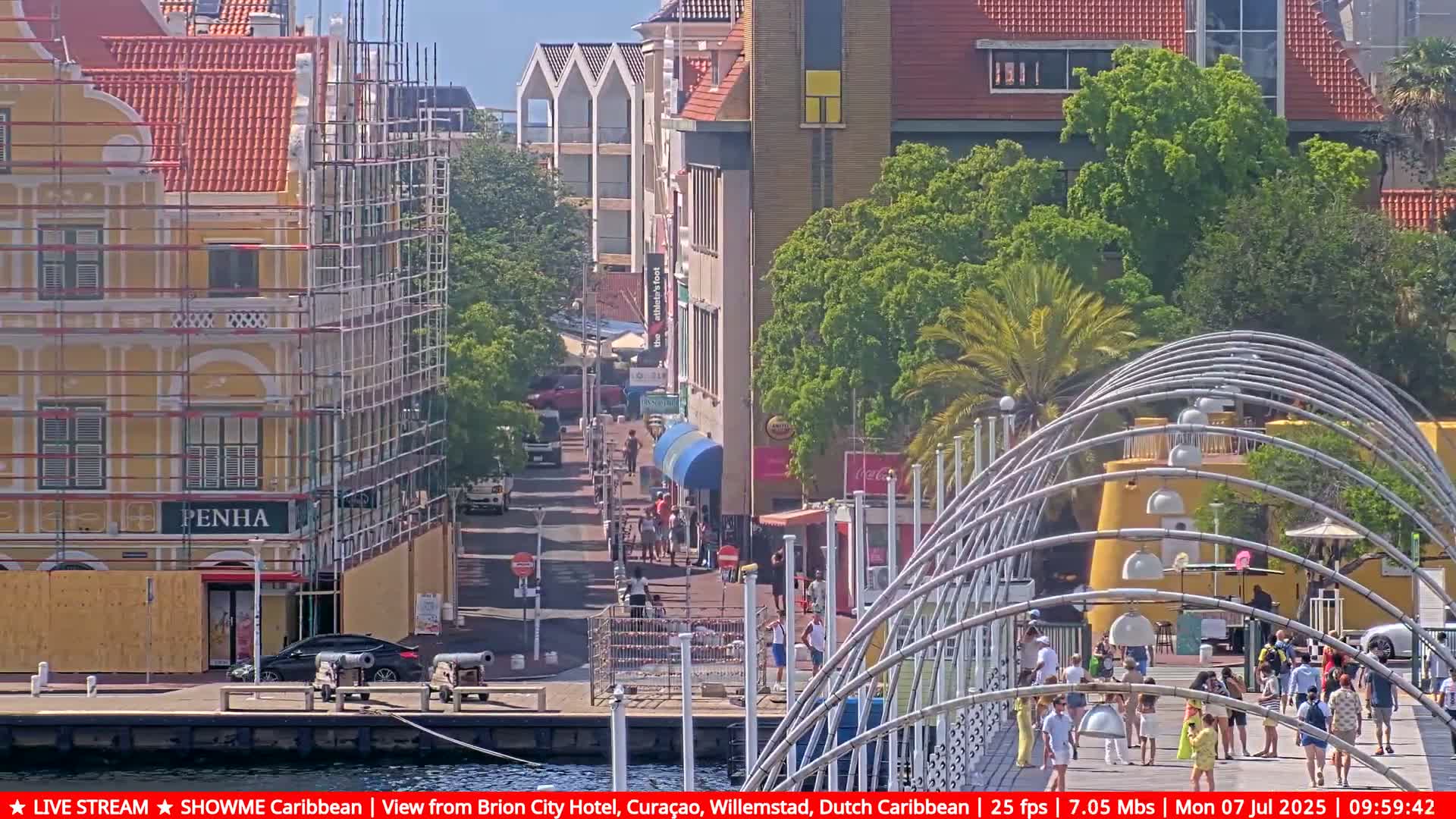 Willemstad City & The  Old Swinging  Bridge/ Queen Emma Bridge Live Cam -  Willemstad, Curacao, Netherland