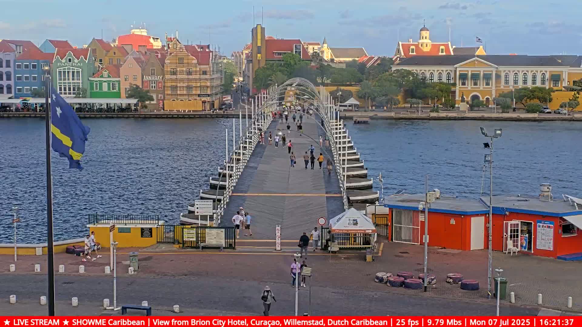 Willemstad City & The  Old Swinging  Bridge/ Queen Emma Bridge Live Cam -  Willemstad, Curacao, Netherland