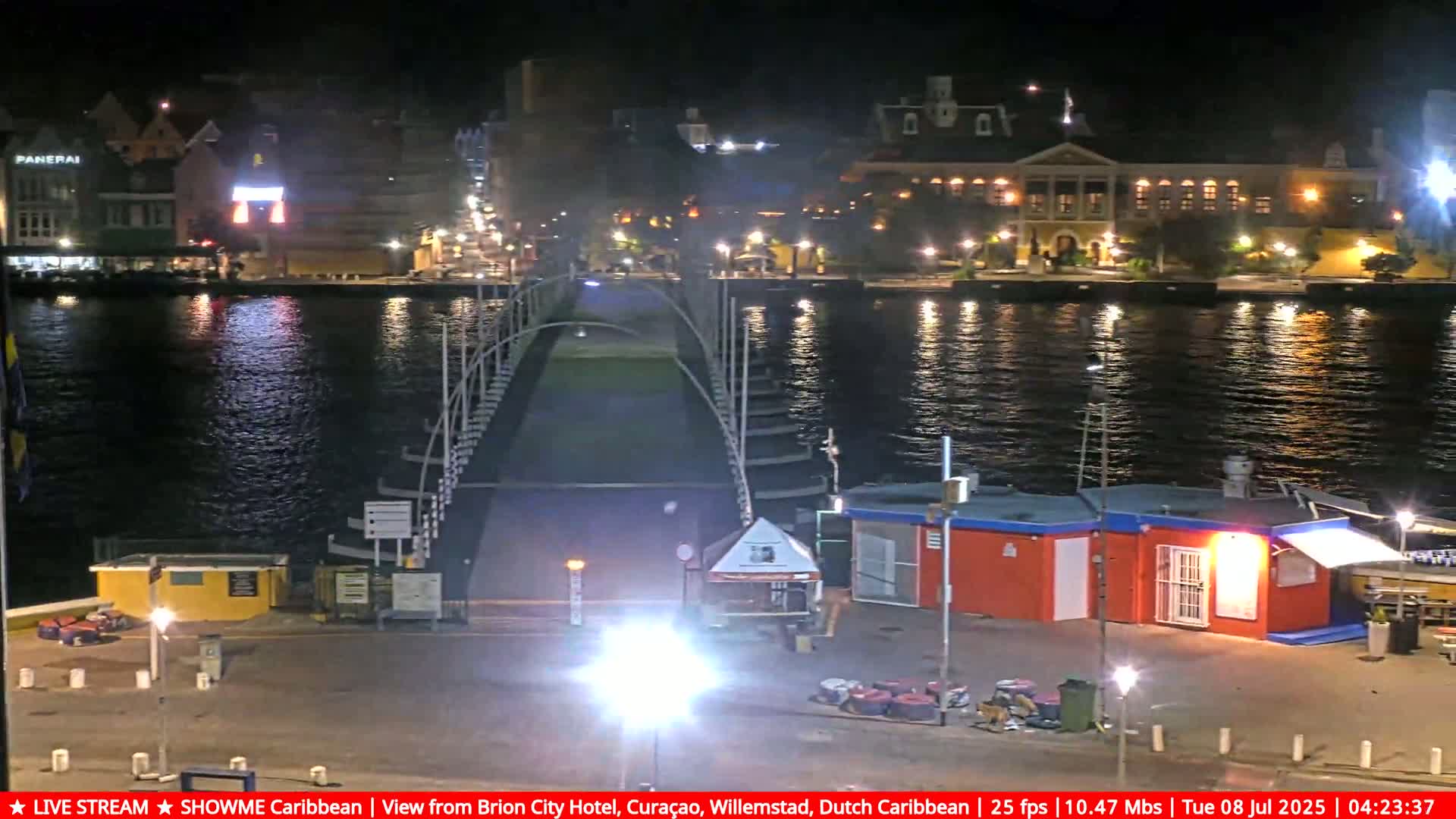 Willemstad City & The  Old Swinging  Bridge/ Queen Emma Bridge Live Cam -  Willemstad, Curacao, Netherland