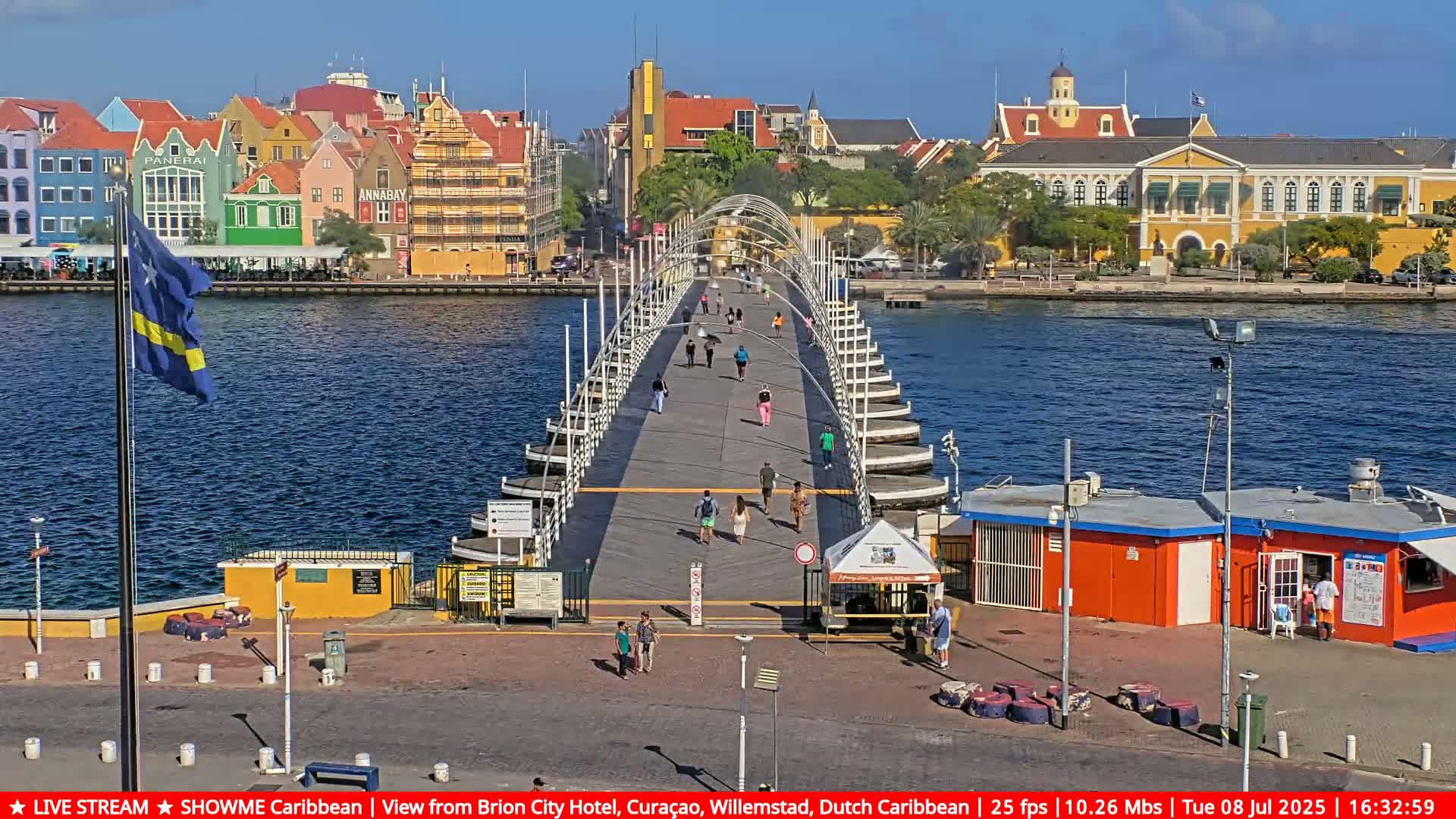 Willemstad City & The  Old Swinging  Bridge/ Queen Emma Bridge Live Cam -  Willemstad, Curacao, Netherland
