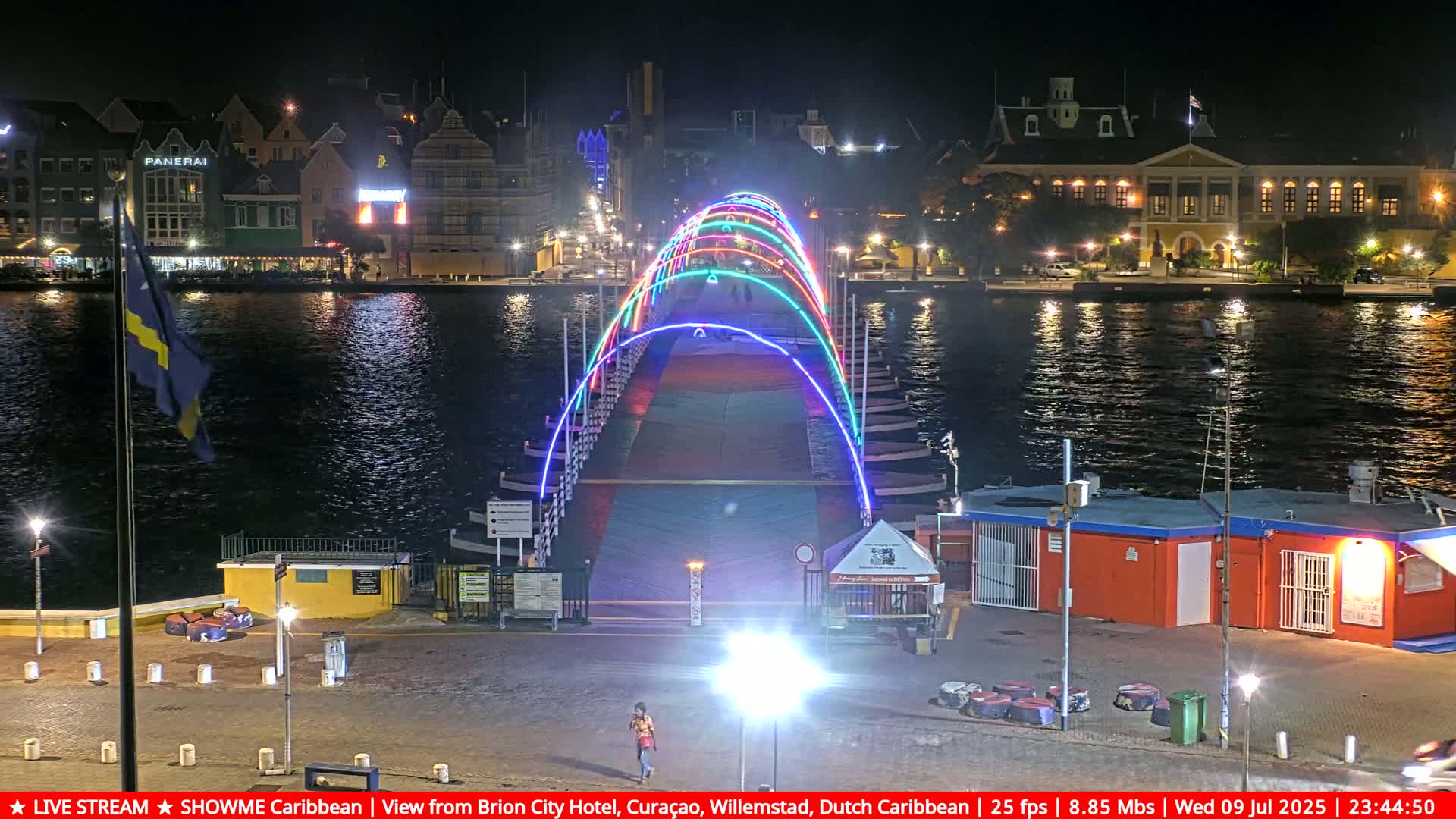 Willemstad City & The  Old Swinging  Bridge/ Queen Emma Bridge Live Cam -  Willemstad, Curacao, Netherland