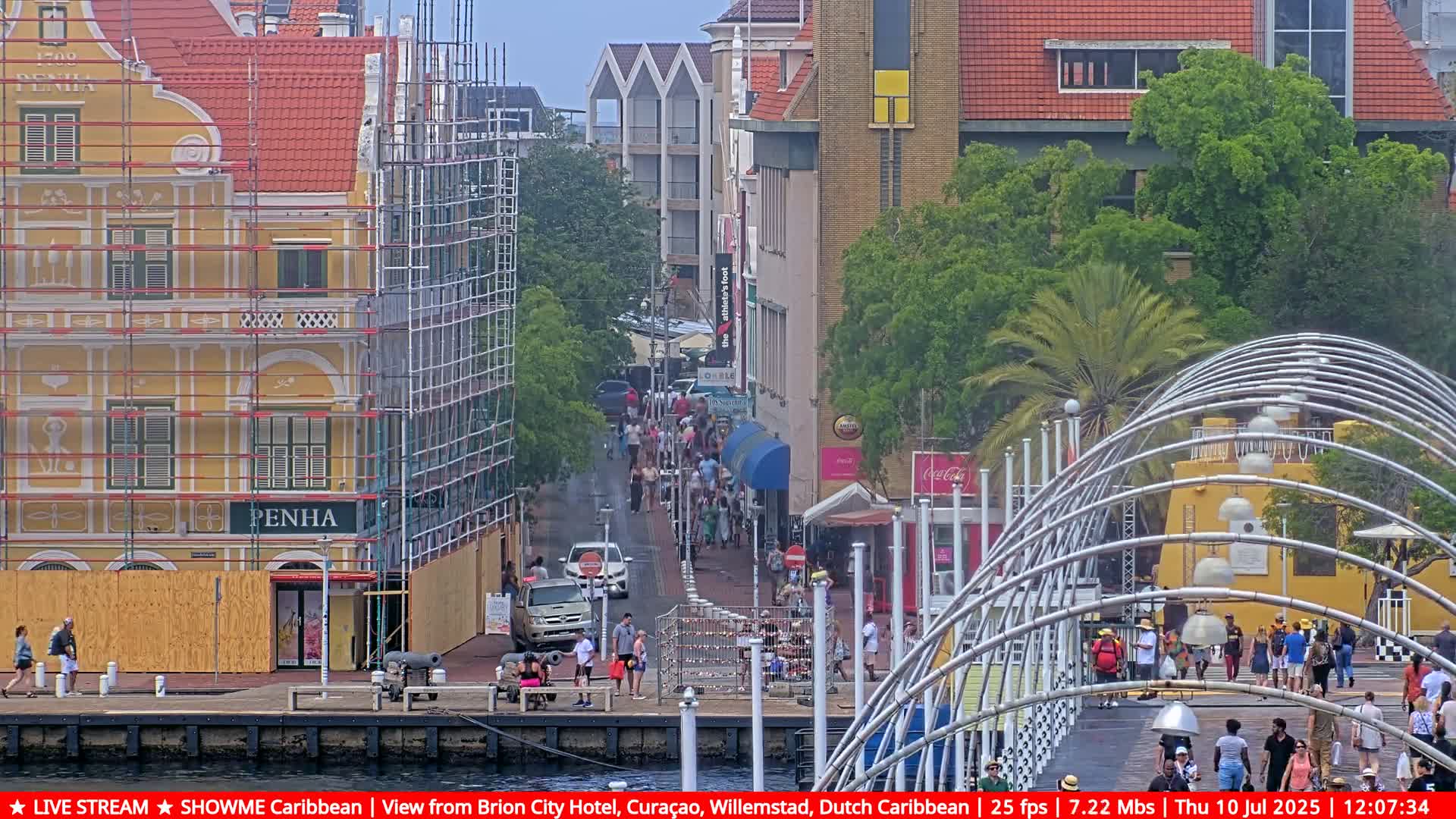 Willemstad City & The  Old Swinging  Bridge/ Queen Emma Bridge Live Cam -  Willemstad, Curacao, Netherland