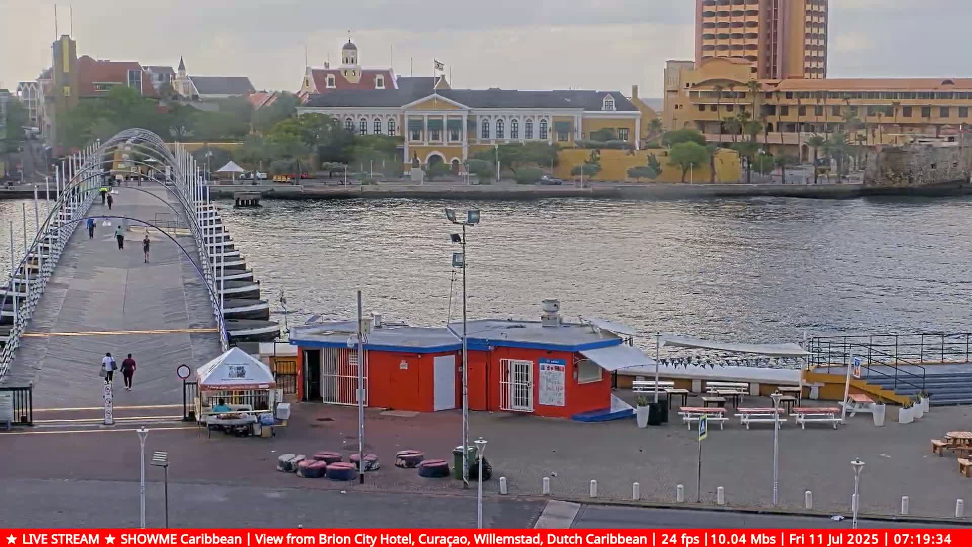 Willemstad City & The  Old Swinging  Bridge/ Queen Emma Bridge Live Cam -  Willemstad, Curacao, Netherland