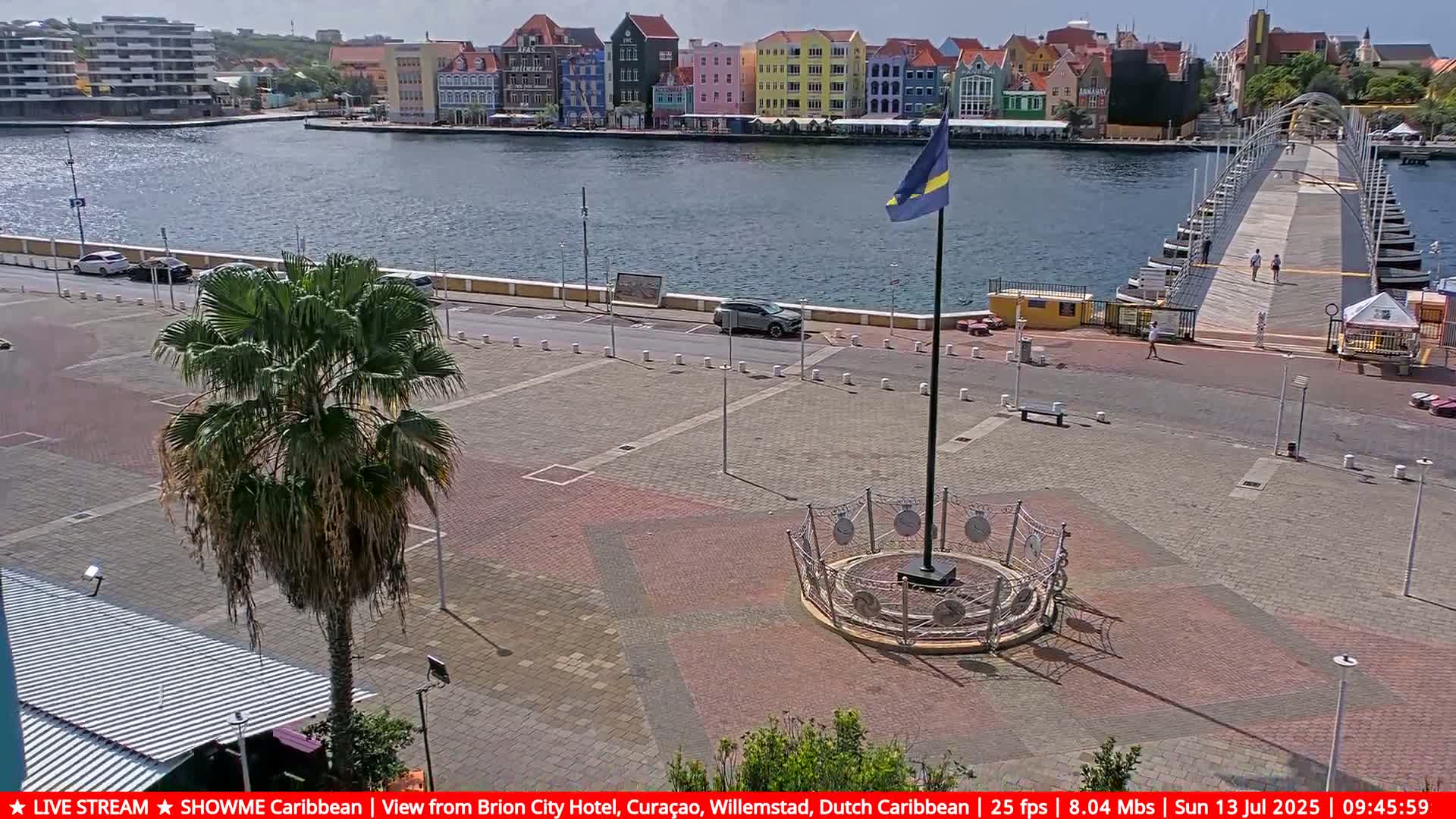 Willemstad City & The  Old Swinging  Bridge/ Queen Emma Bridge Live Cam -  Willemstad, Curacao, Netherland