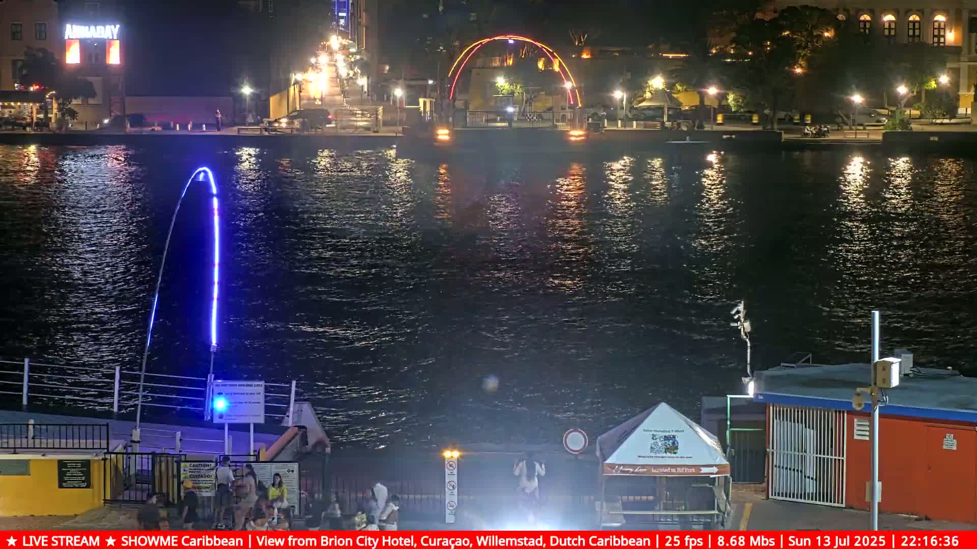 Willemstad City & The  Old Swinging  Bridge/ Queen Emma Bridge Live Cam -  Willemstad, Curacao, Netherland