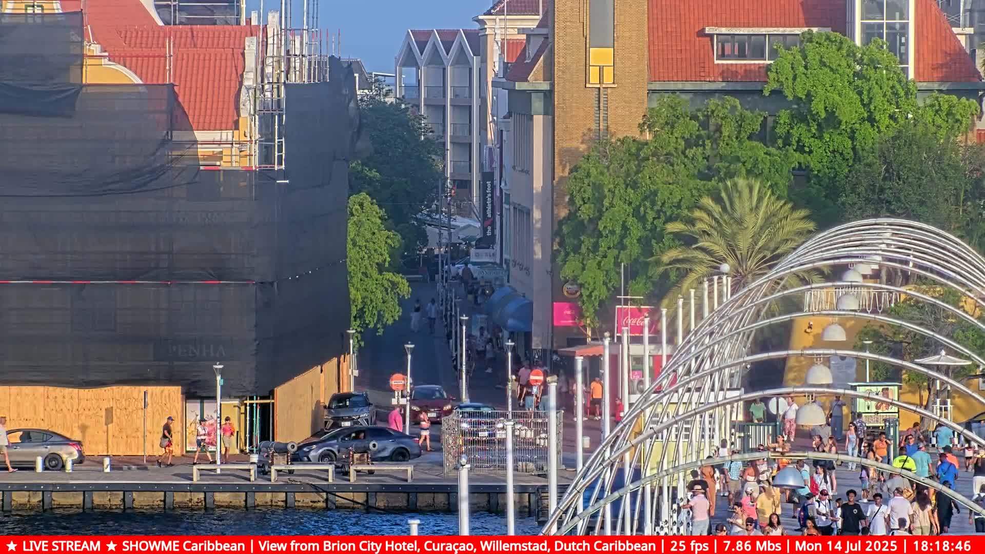 Willemstad City & The  Old Swinging  Bridge/ Queen Emma Bridge Live Cam -  Willemstad, Curacao, Netherland