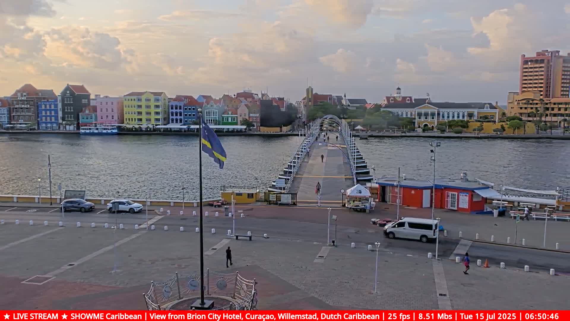 Willemstad City & The  Old Swinging  Bridge/ Queen Emma Bridge Live Cam -  Willemstad, Curacao, Netherland