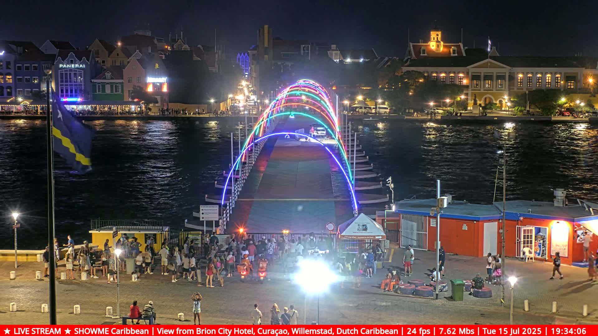 Willemstad City & The  Old Swinging  Bridge/ Queen Emma Bridge Live Cam -  Willemstad, Curacao, Netherland