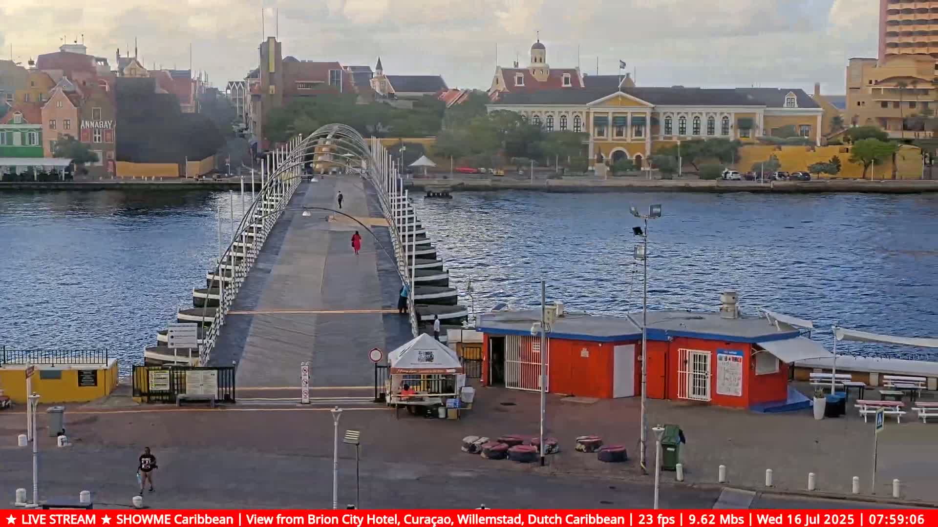 Willemstad City & The  Old Swinging  Bridge/ Queen Emma Bridge Live Cam -  Willemstad, Curacao, Netherland