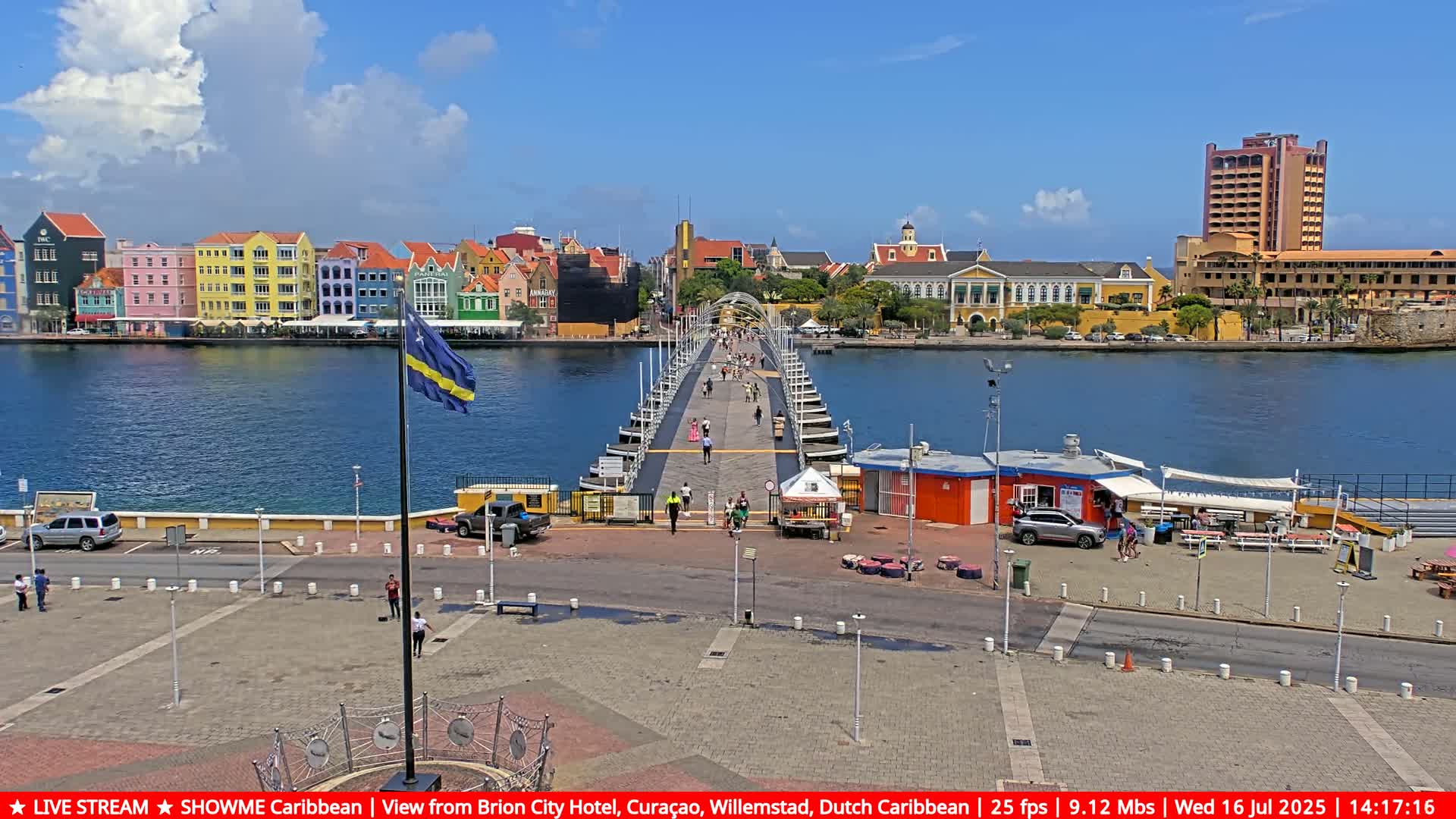 Willemstad City & The  Old Swinging  Bridge/ Queen Emma Bridge Live Cam -  Willemstad, Curacao, Netherland