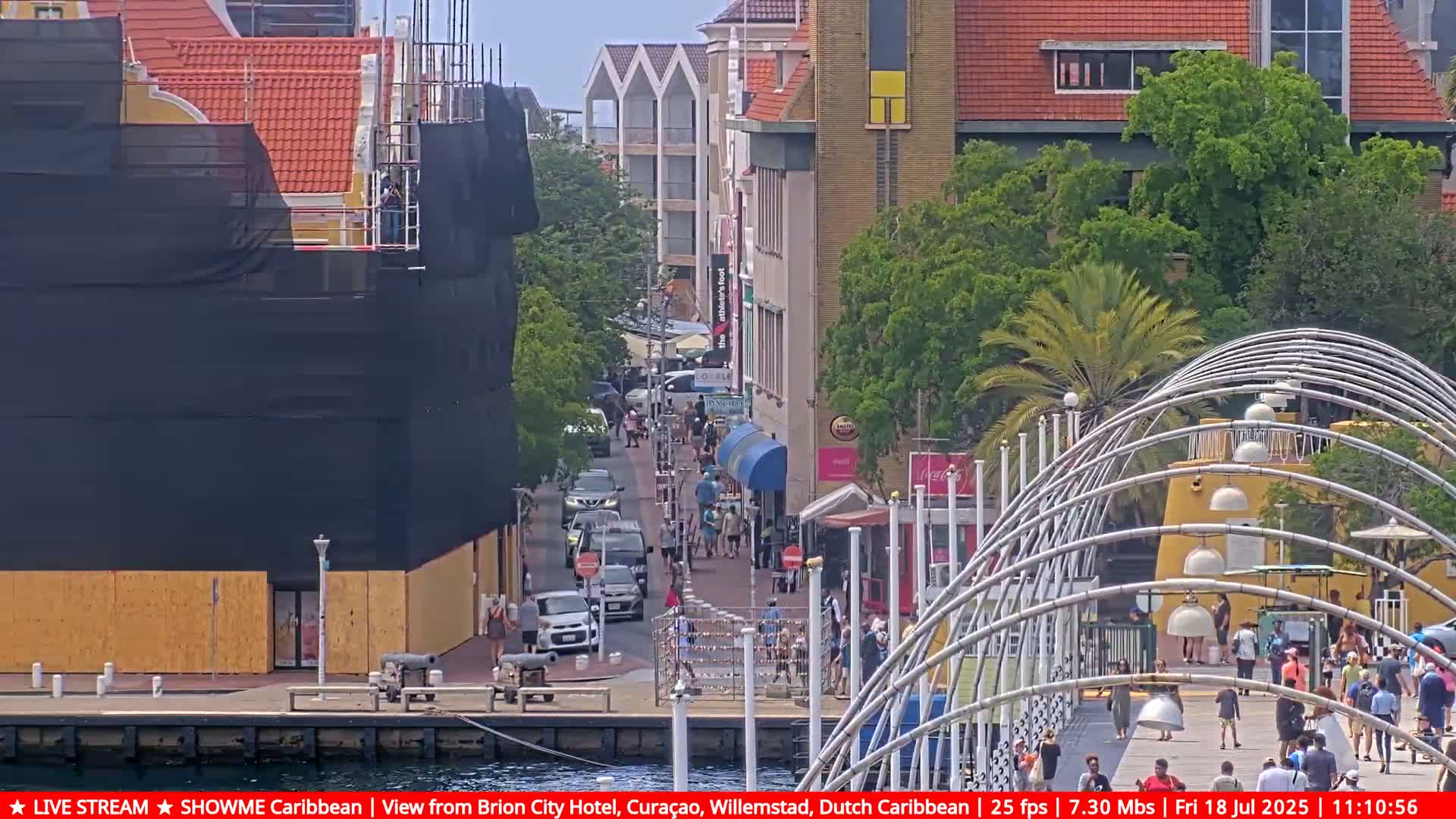 Willemstad City & The  Old Swinging  Bridge/ Queen Emma Bridge Live Cam -  Willemstad, Curacao, Netherland